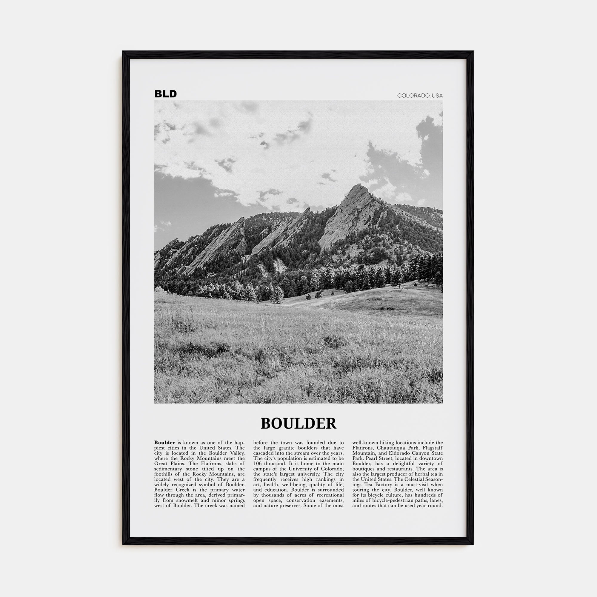 Boulder Travel B&W No 1 Poster