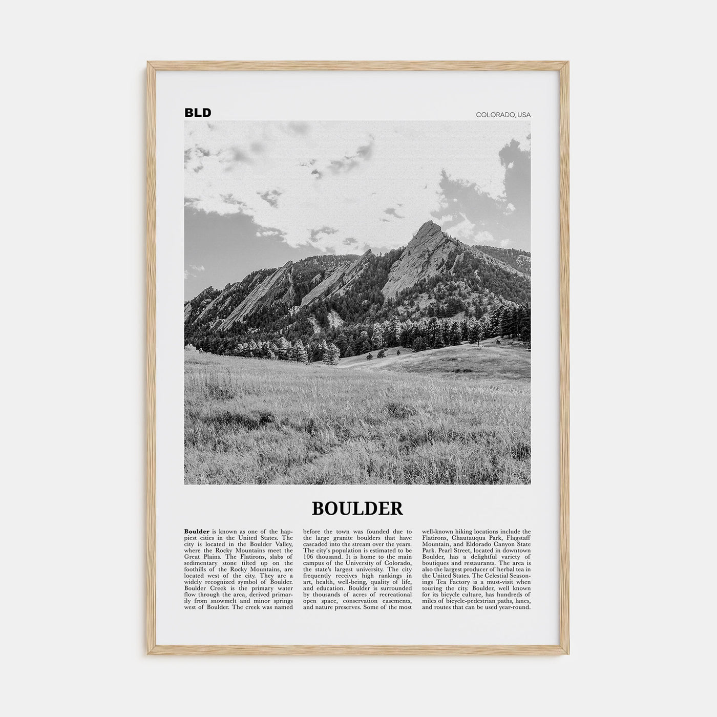 Boulder Travel B&W No 1 Poster