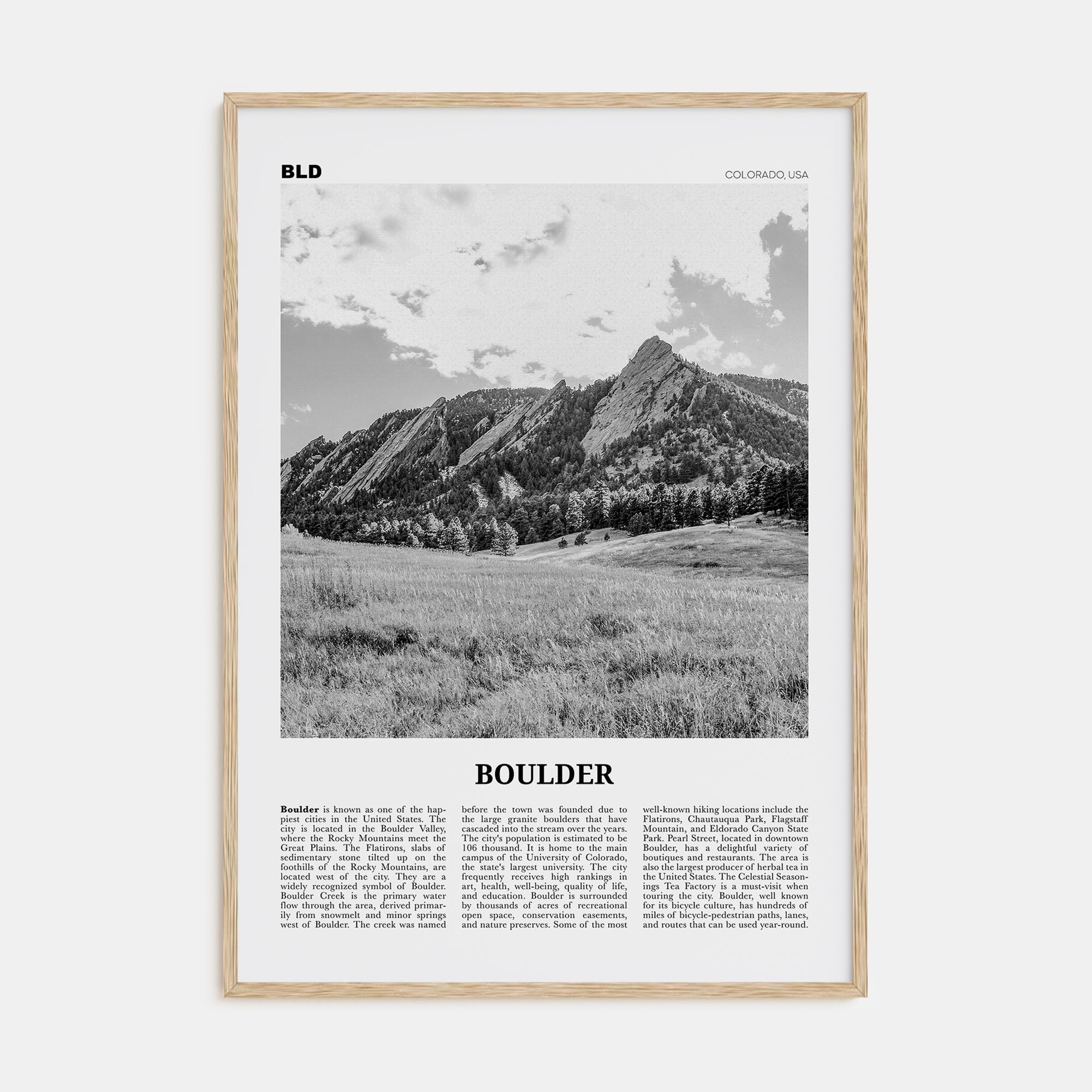 Boulder Travel B&W No 1 Poster