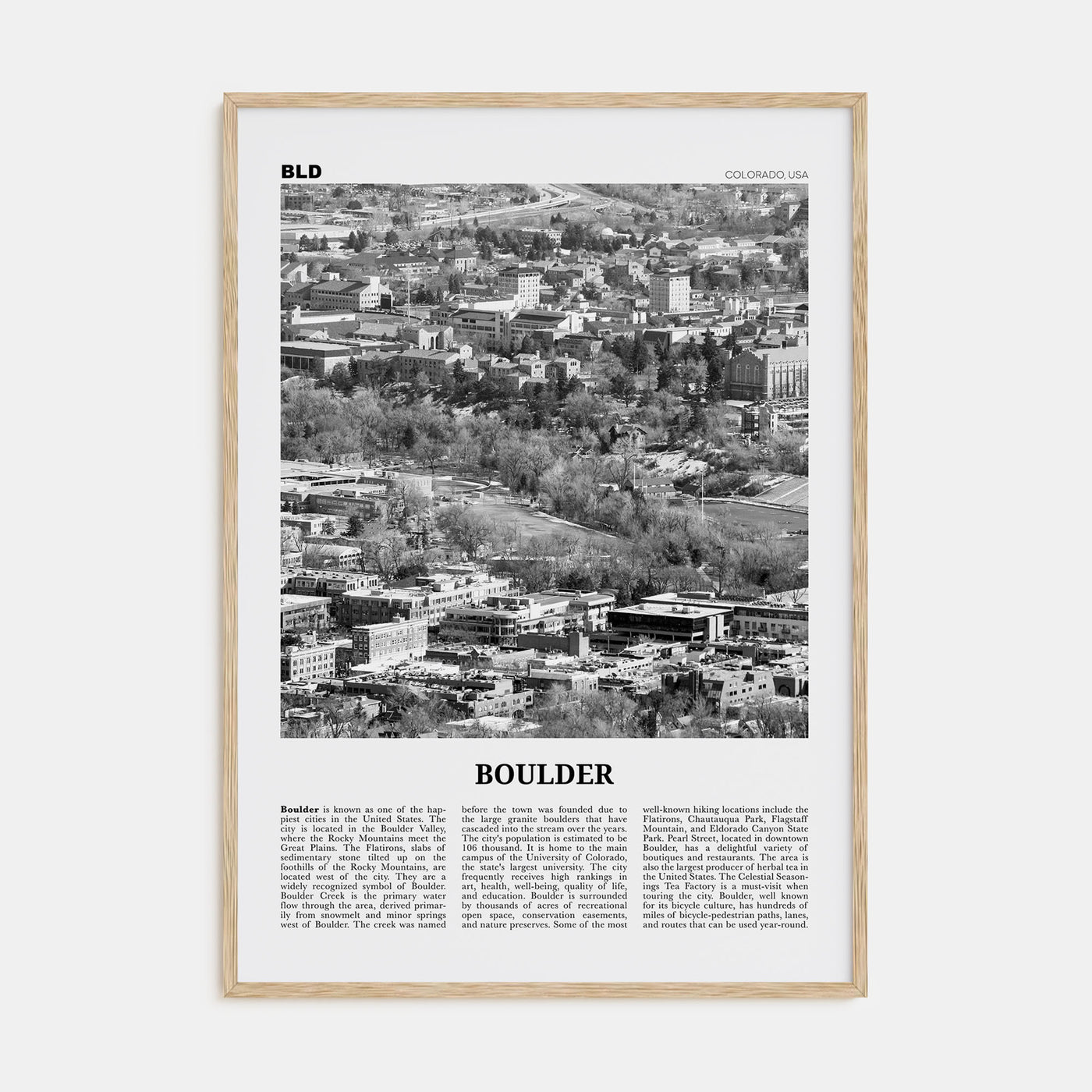 Boulder Travel B&W No 2 Poster
