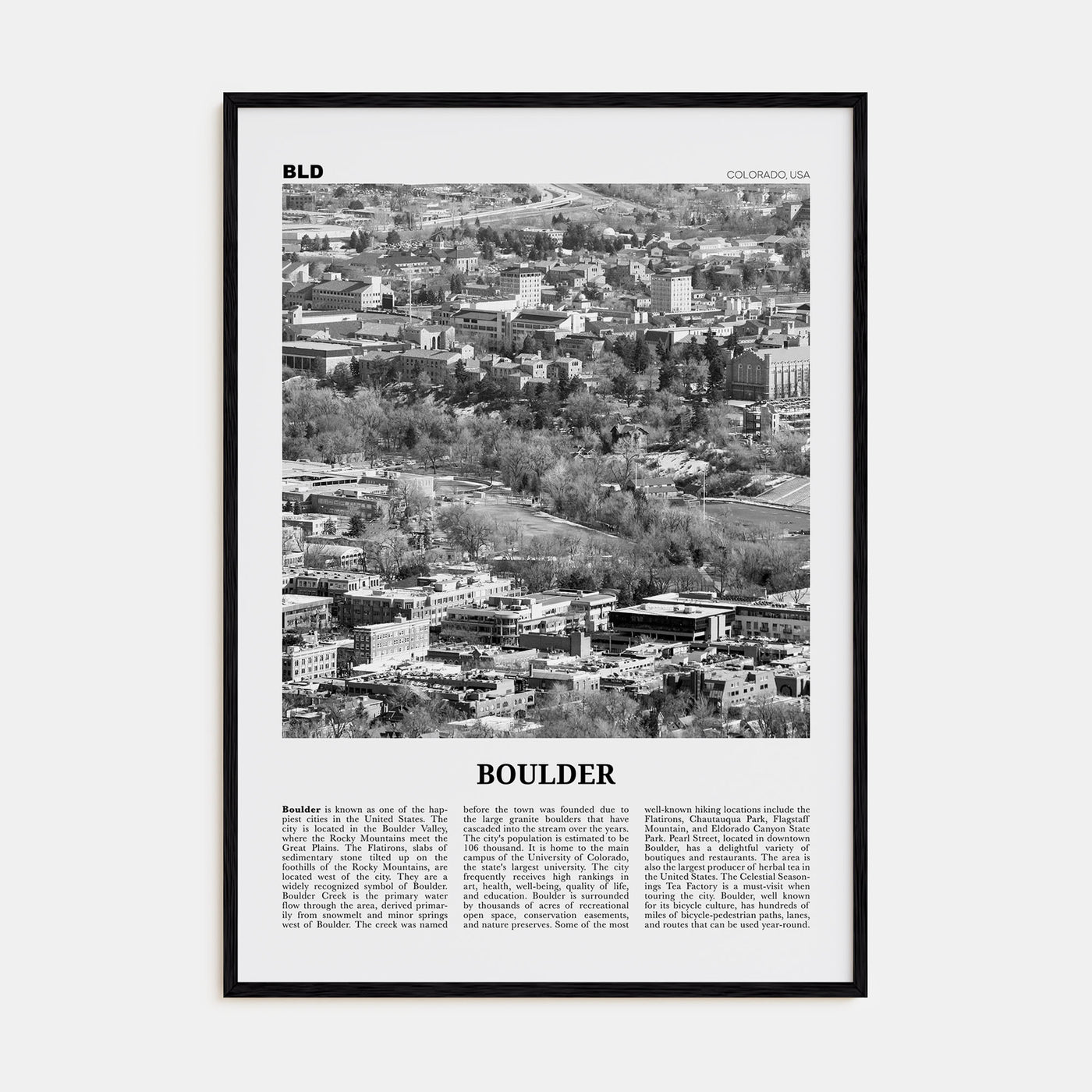 Boulder Travel B&W No 2 Poster