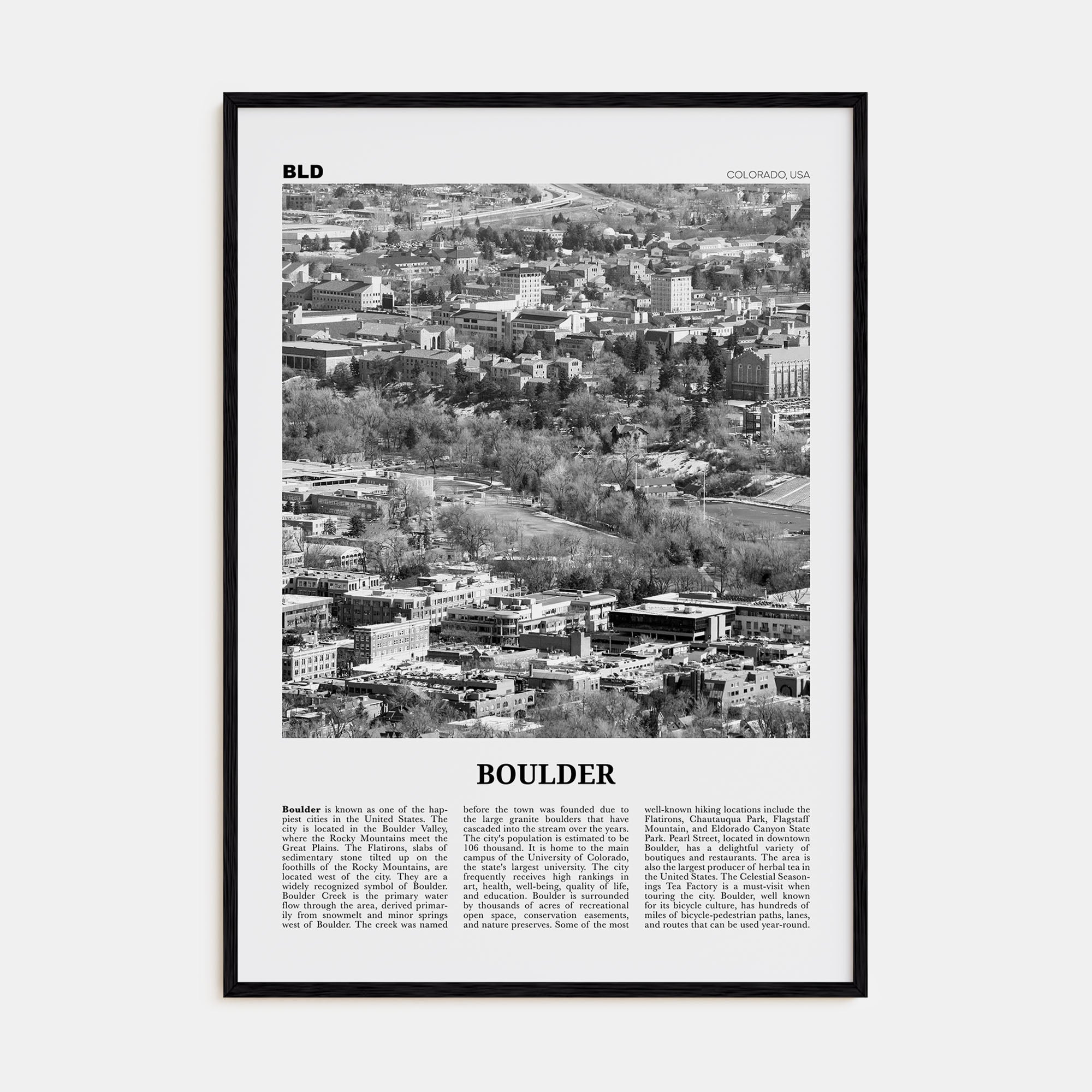 Boulder Travel B&W No 2 Poster