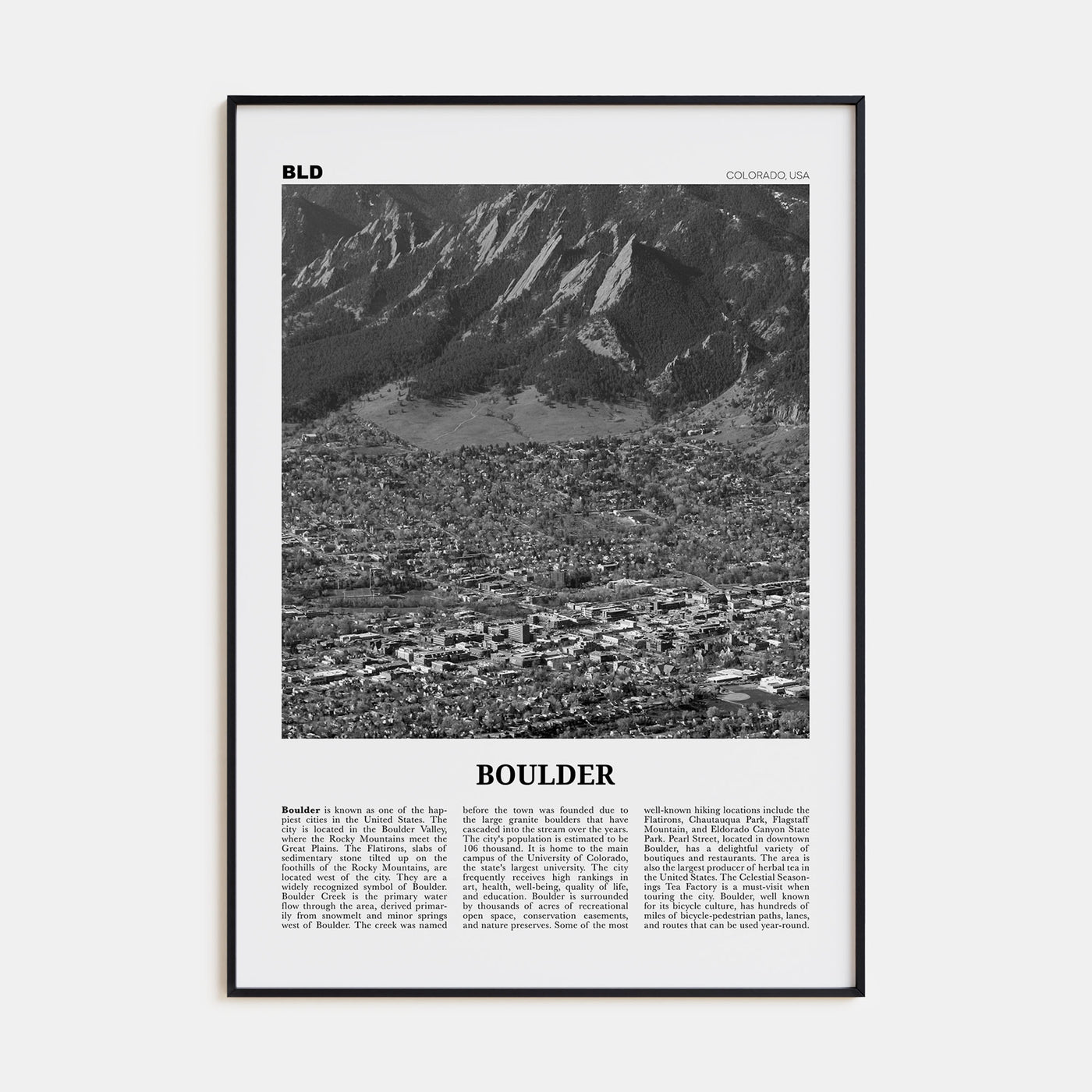 Boulder Travel B&W No 3 Poster