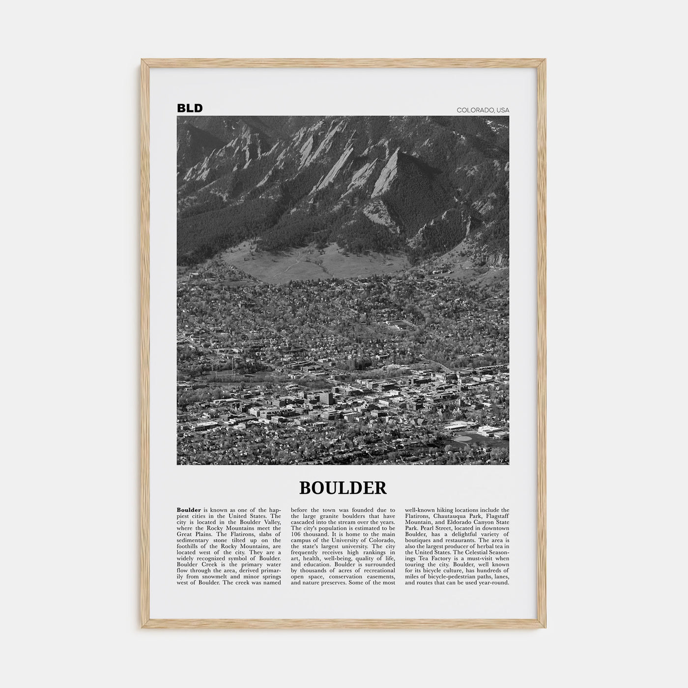 Boulder Travel B&W No 3 Poster