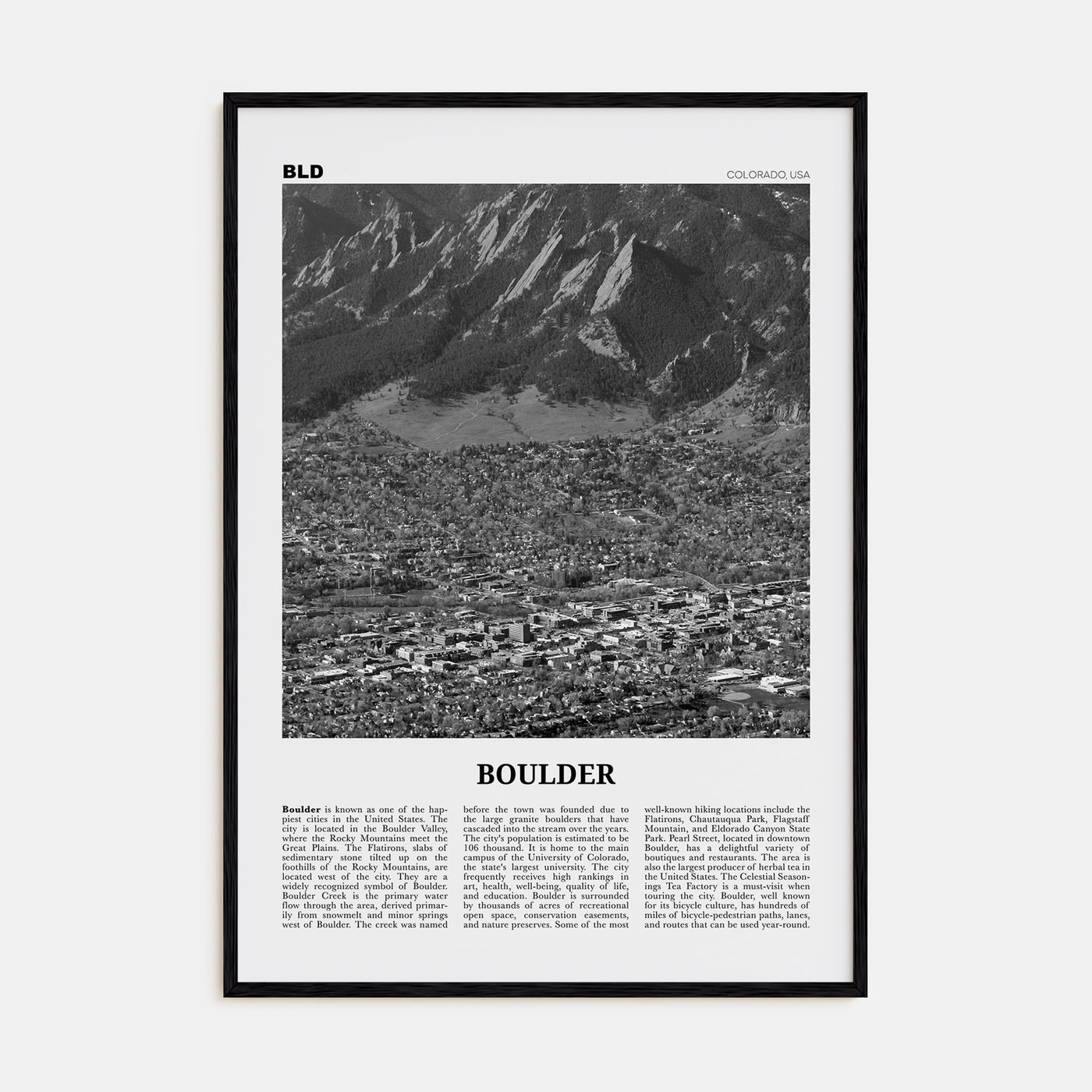 Boulder Travel B&W No 3 Poster