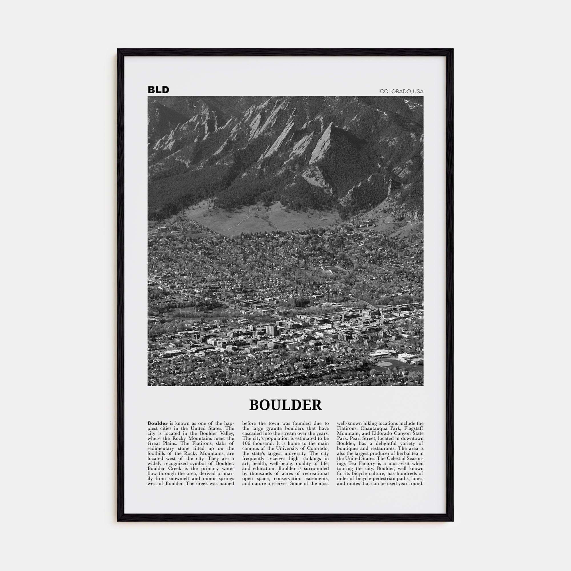 Boulder Travel B&W No 3 Poster