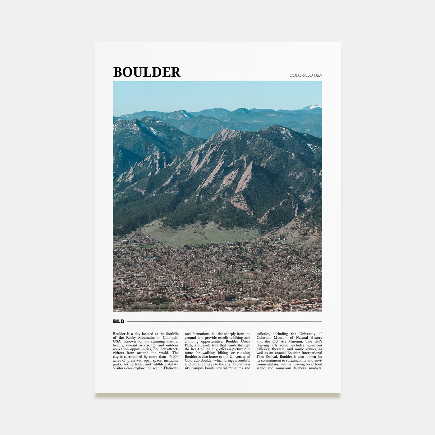 Boulder Travel Color No 1 Poster