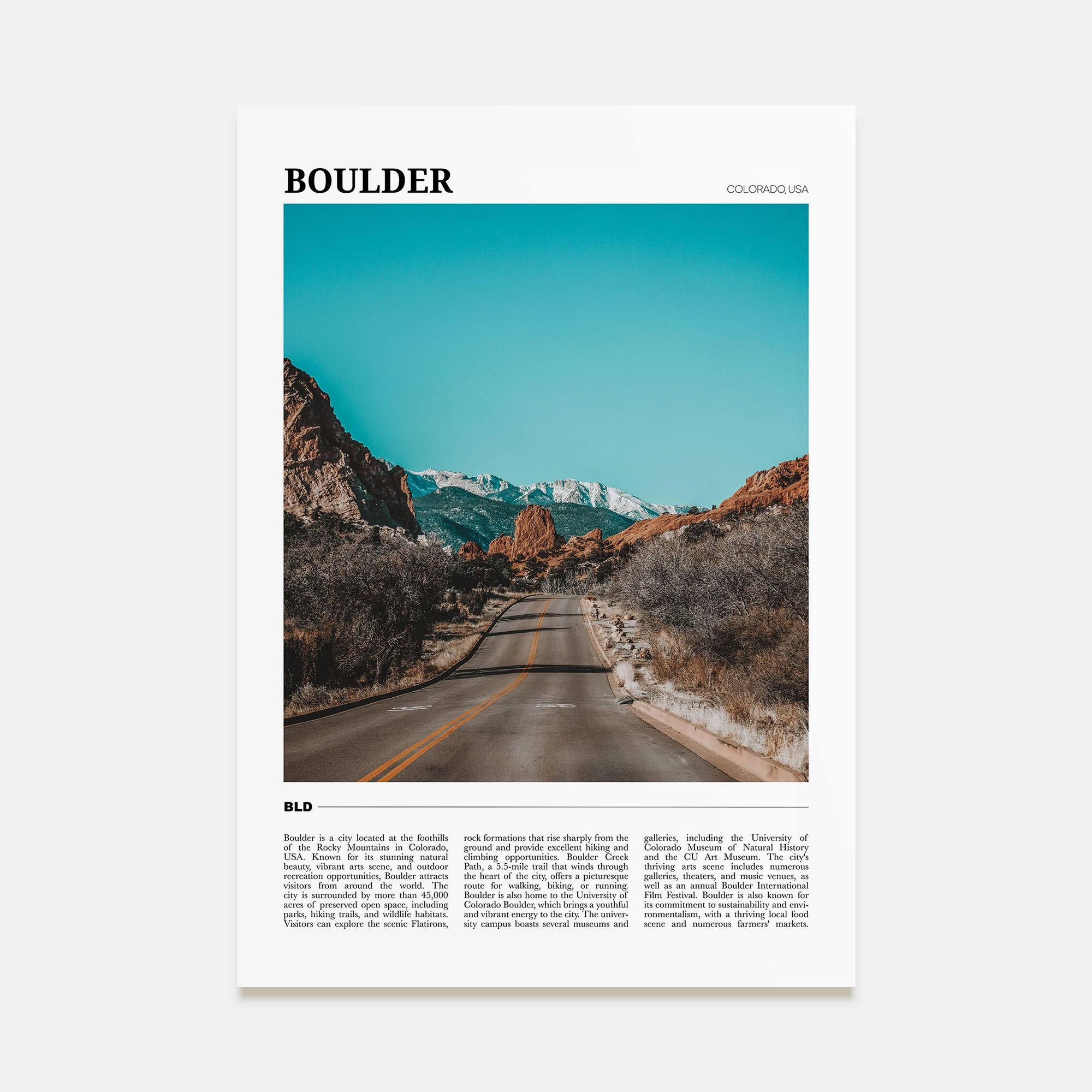 Boulder Travel Color No 3 Poster