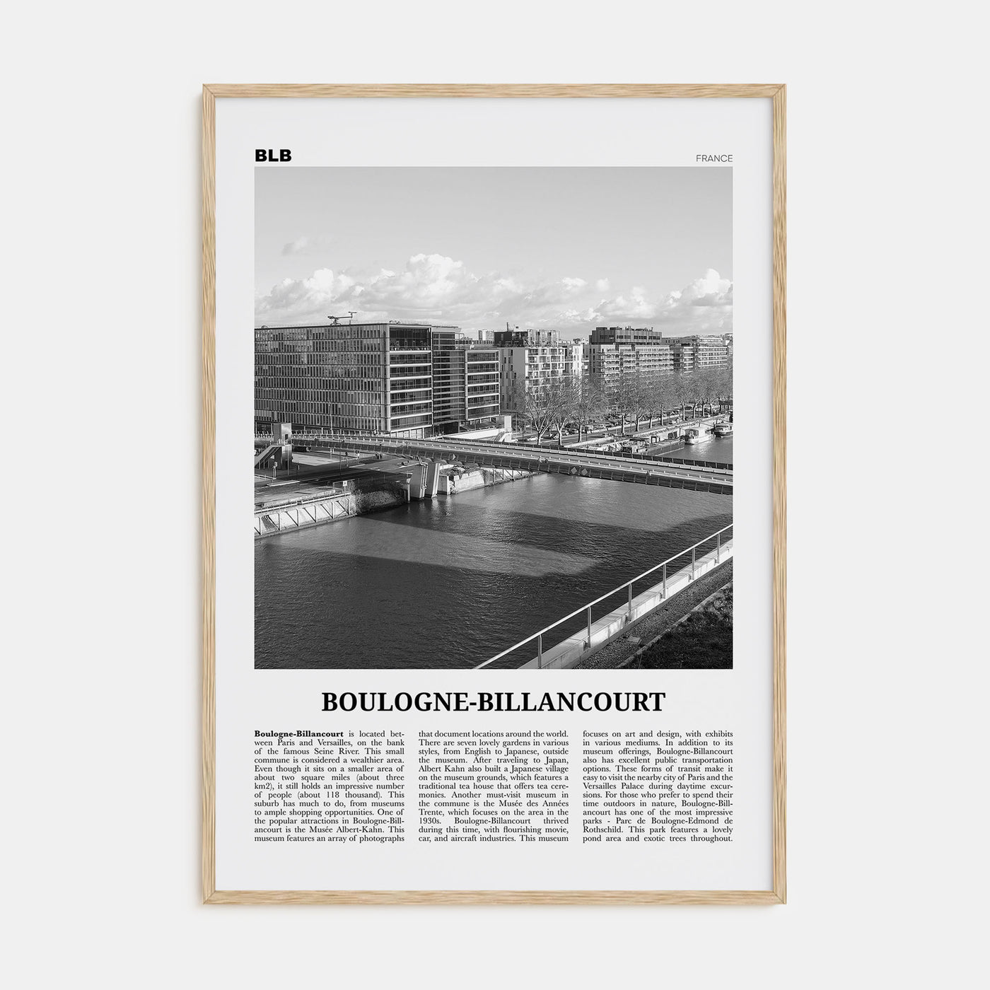 Boulogne-Billancourt Travel B&W Poster