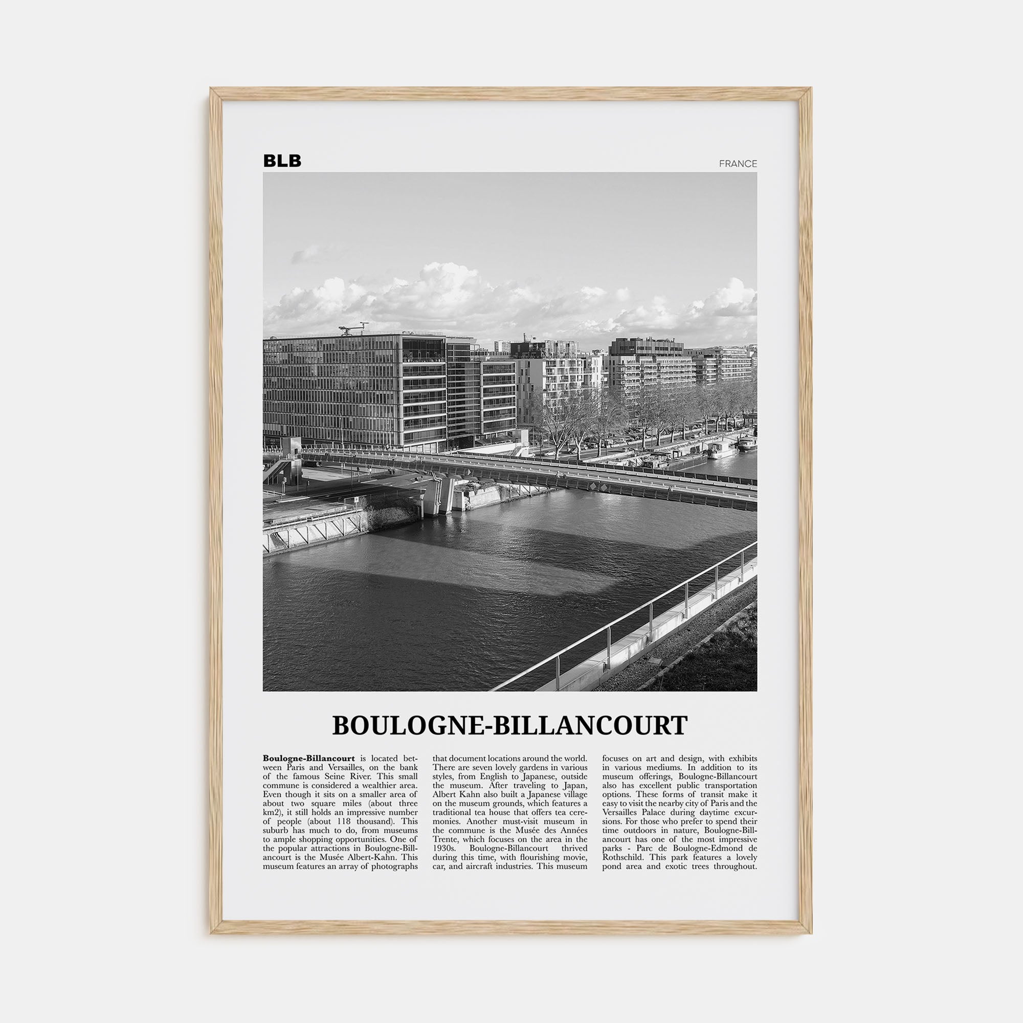 Boulogne-Billancourt Travel B&W Poster