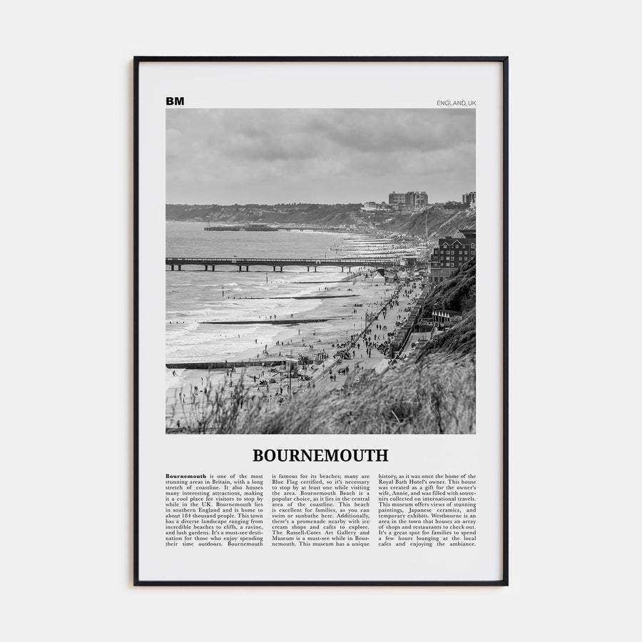 Bournemouth Travel B&W Poster