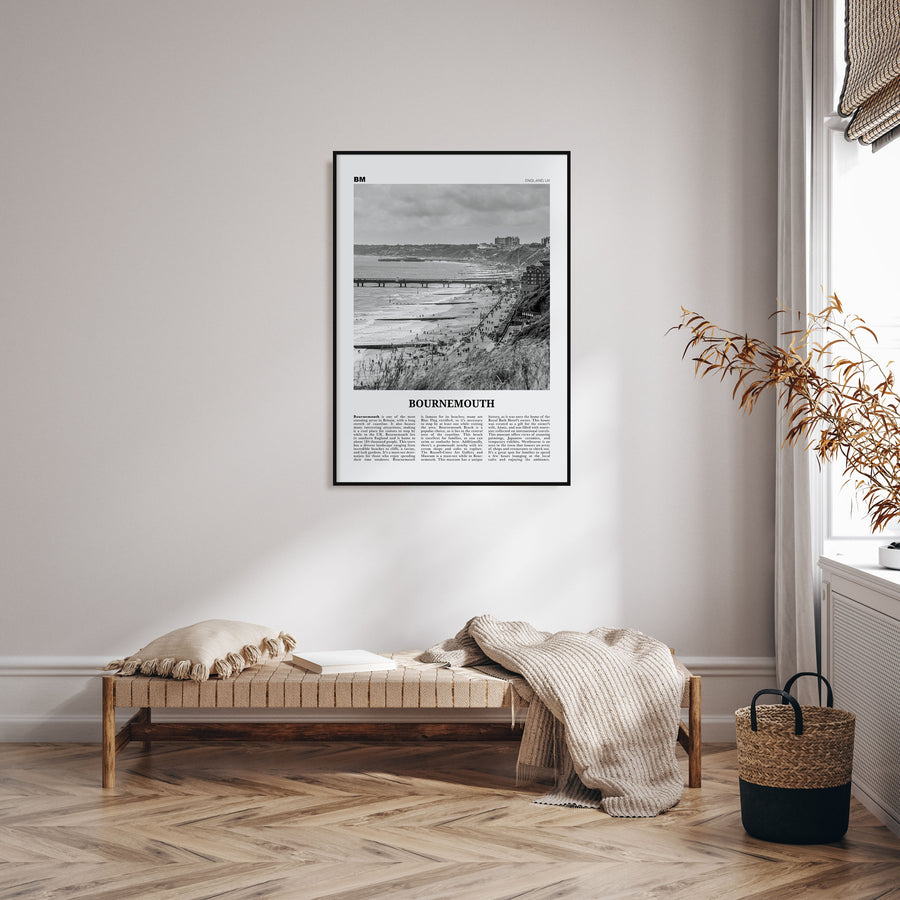 Bournemouth Travel B&W Poster