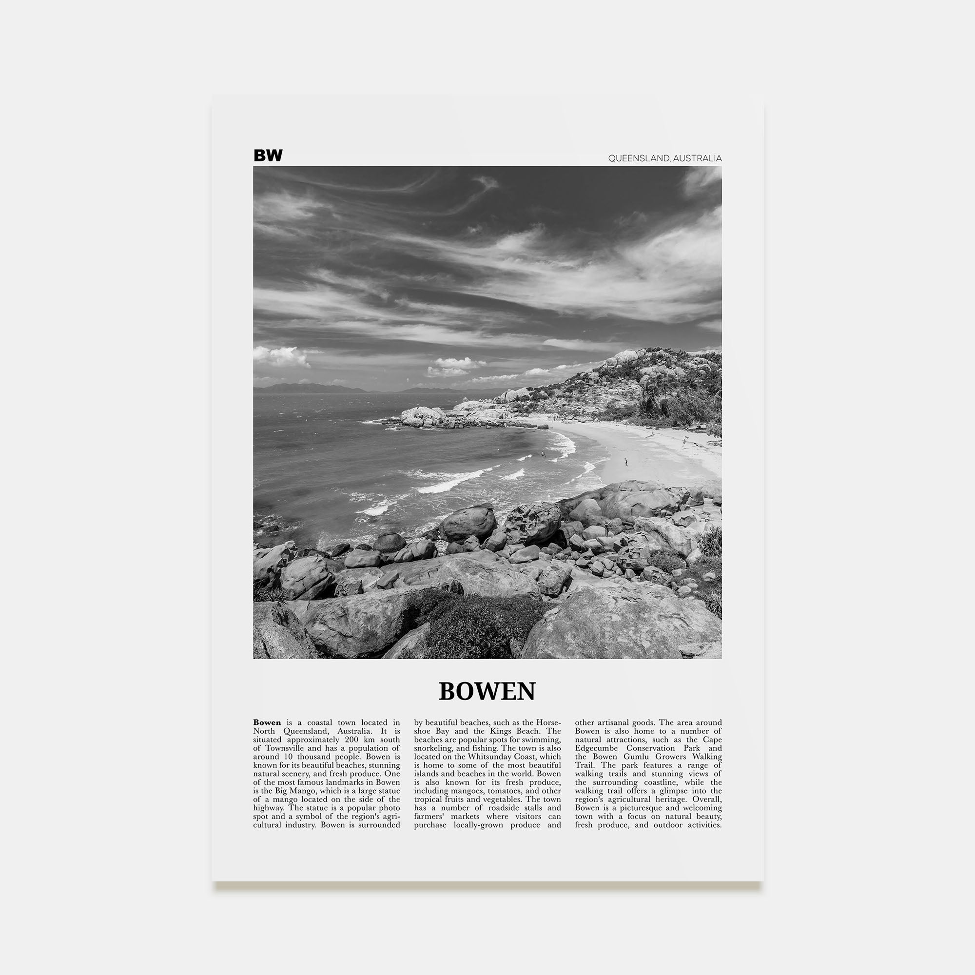 Bowen Travel B&W Poster