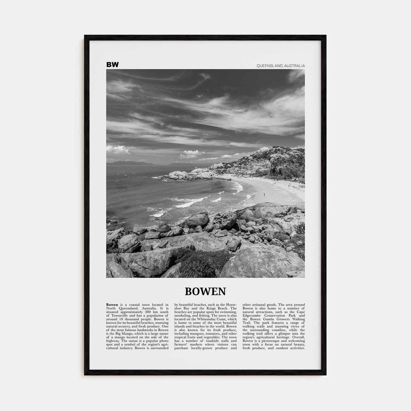 Bowen Travel B&W Poster