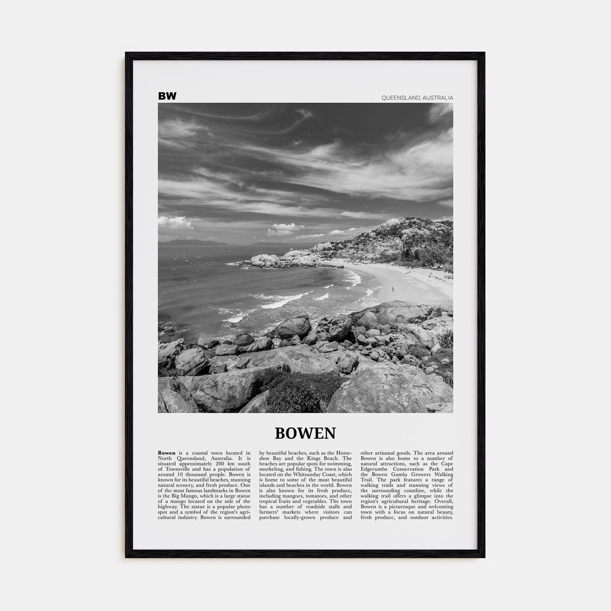 Bowen Travel B&W Poster