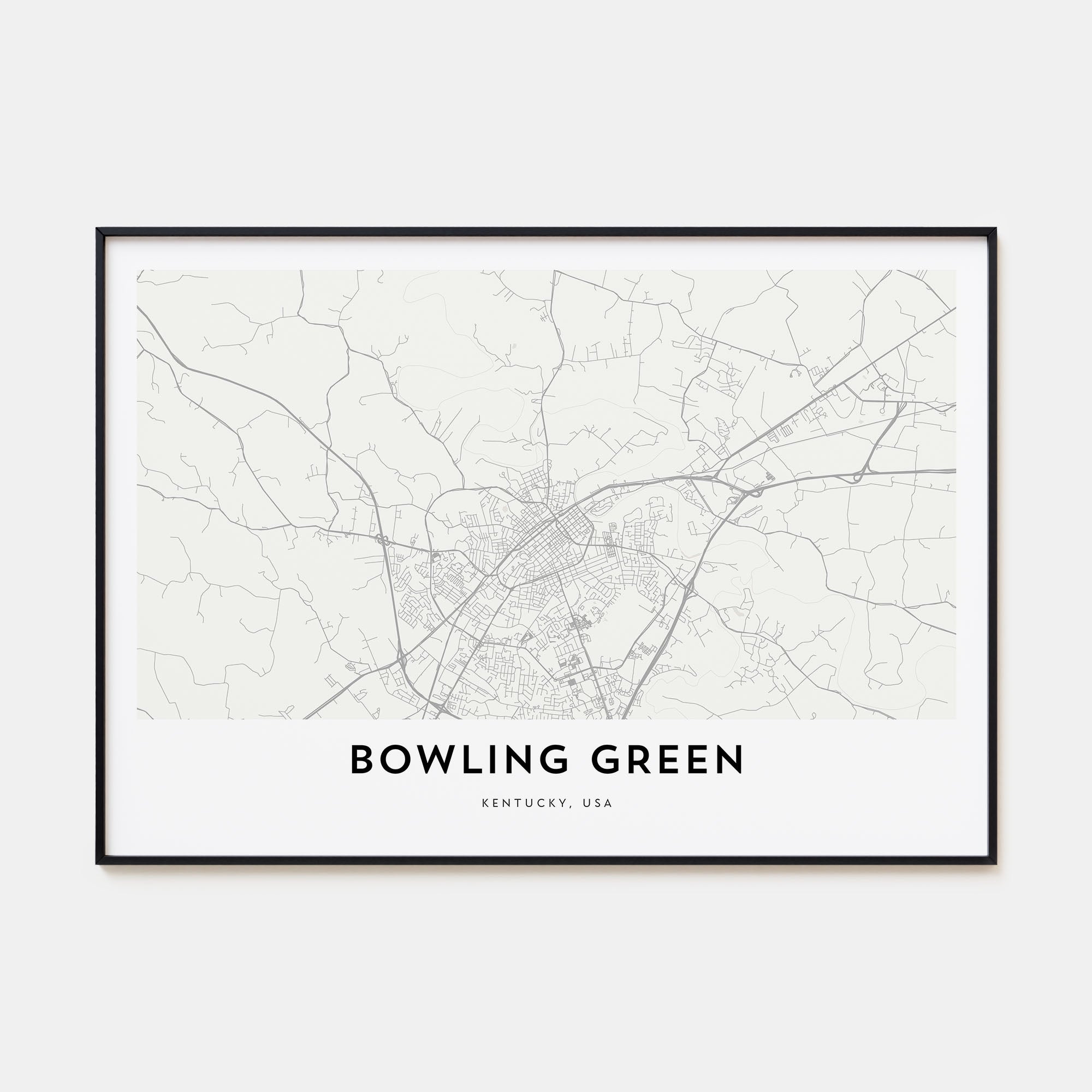 Bowling Green, Kentucky Map Landscape Poster