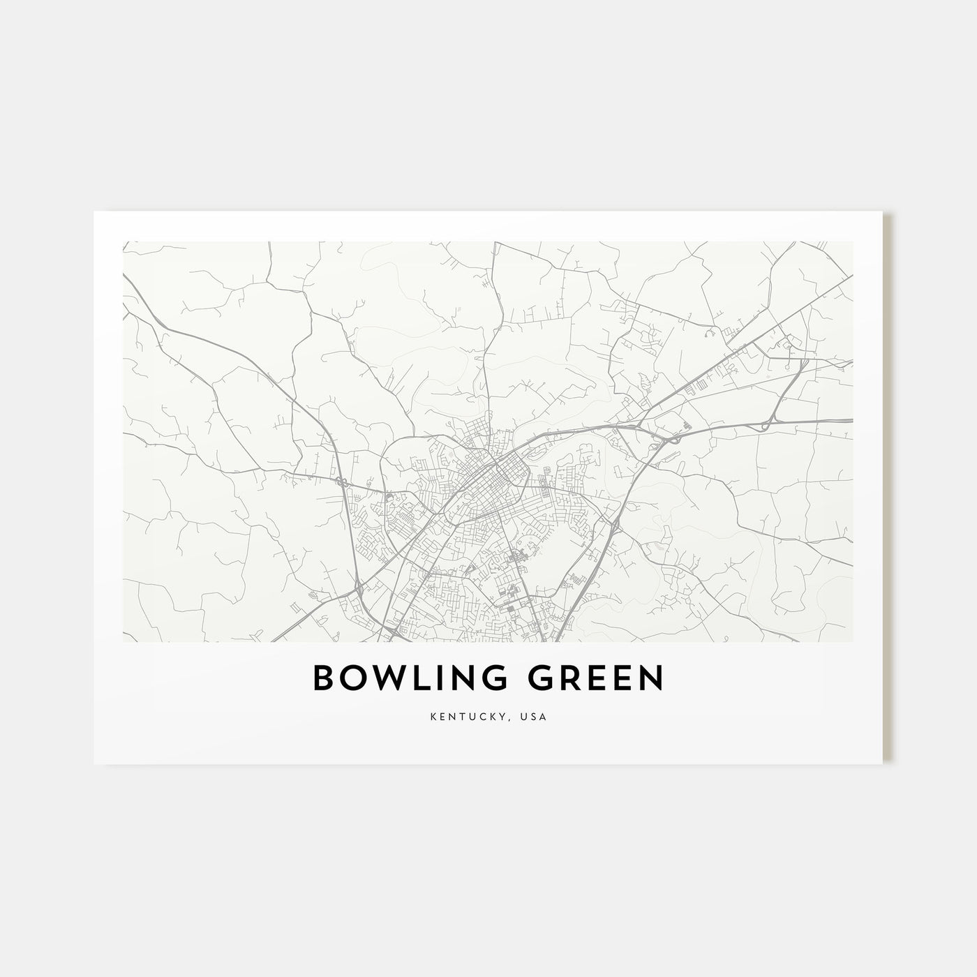Bowling Green, Kentucky Map Landscape Poster