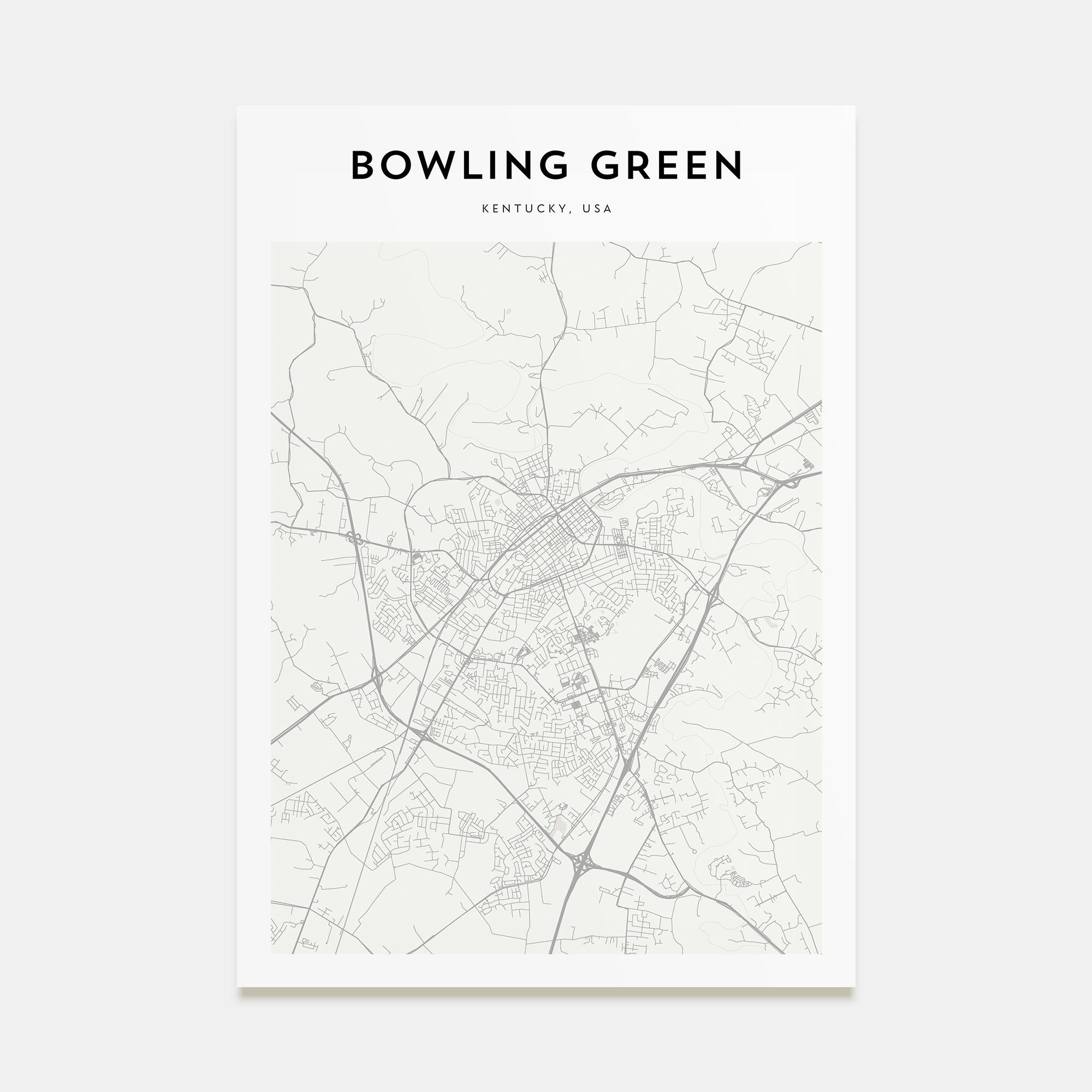Bowling Green, Kentucky Map Portrait Poster