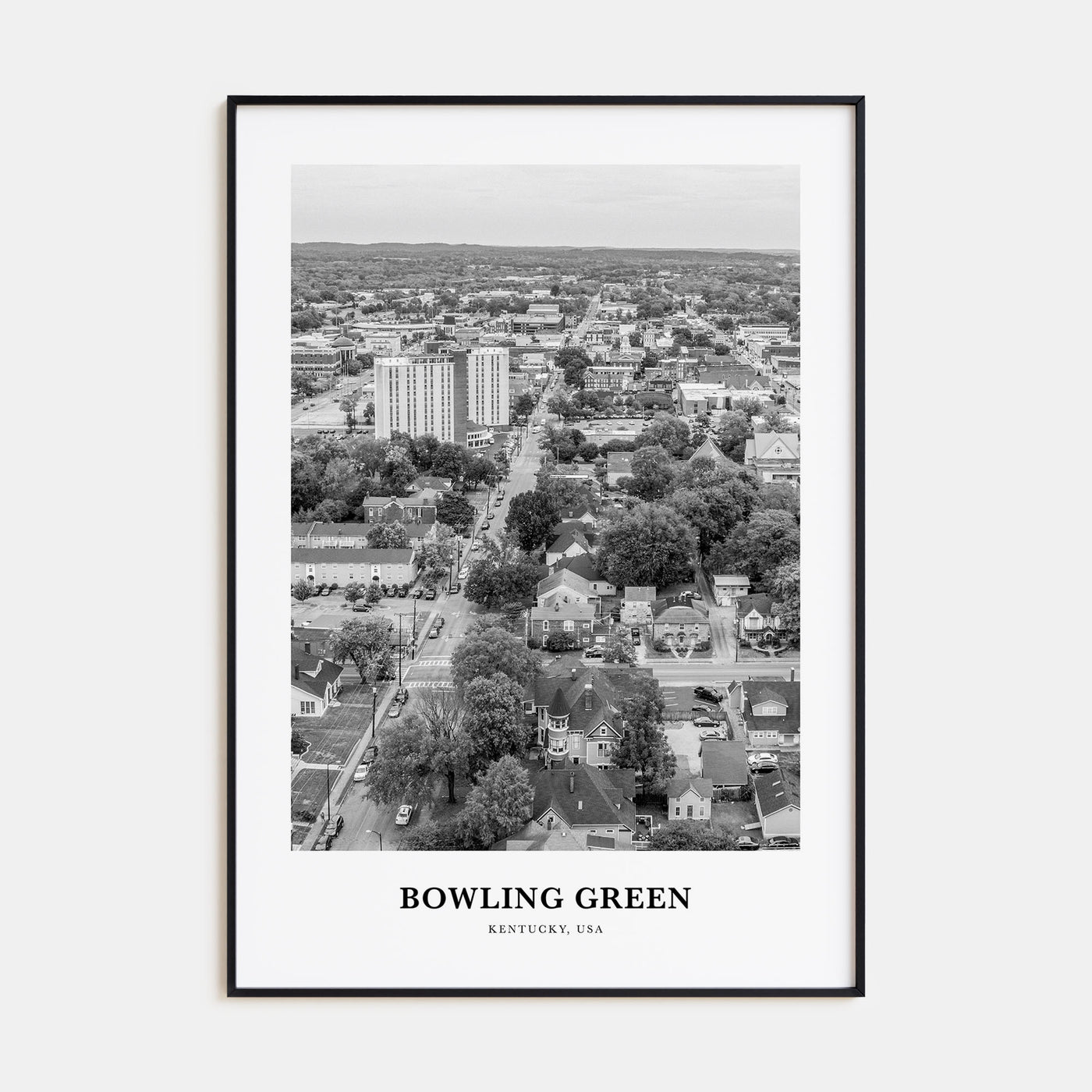 Bowling Green, Kentucky Portrait B&W Poster