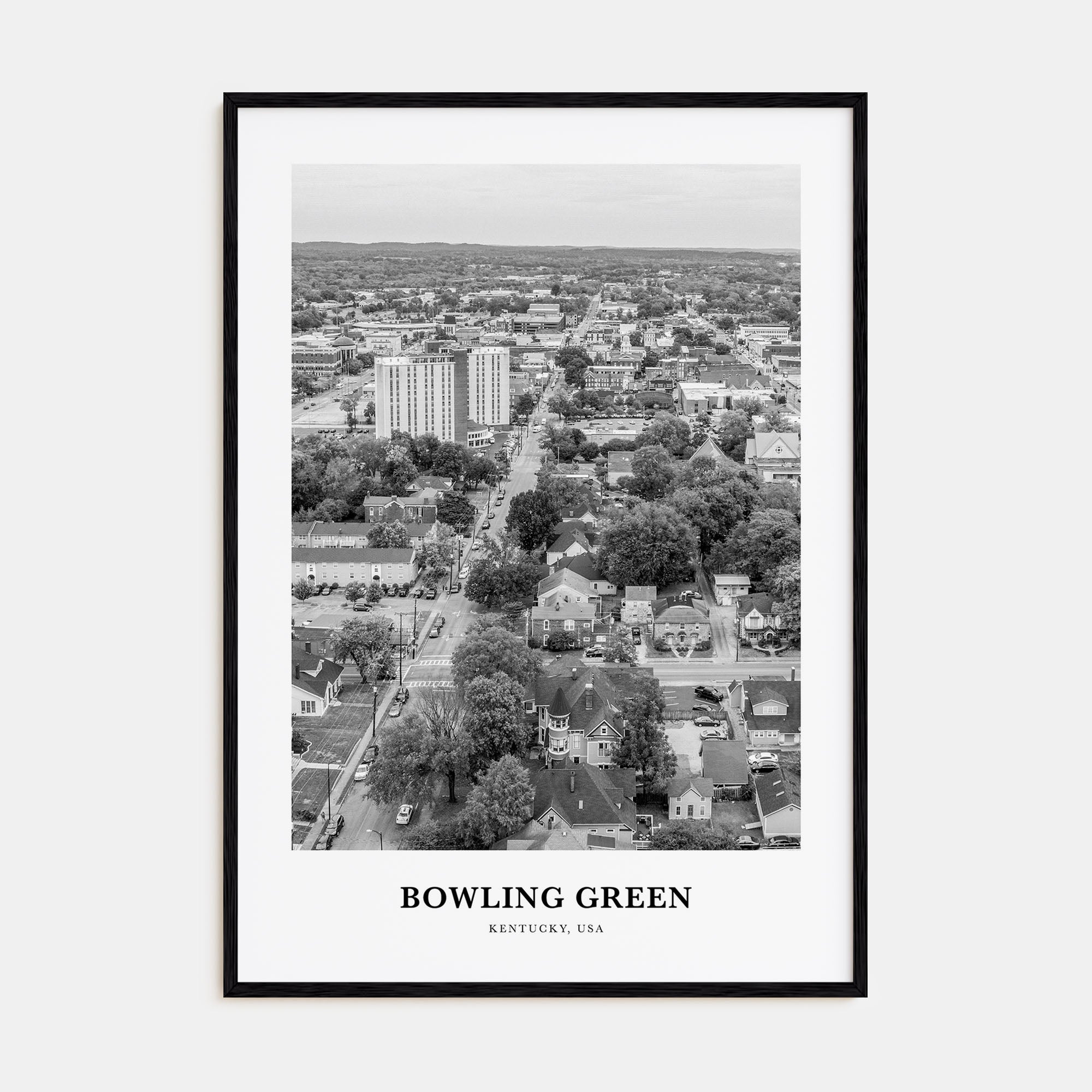 Bowling Green, Kentucky Portrait B&W Poster