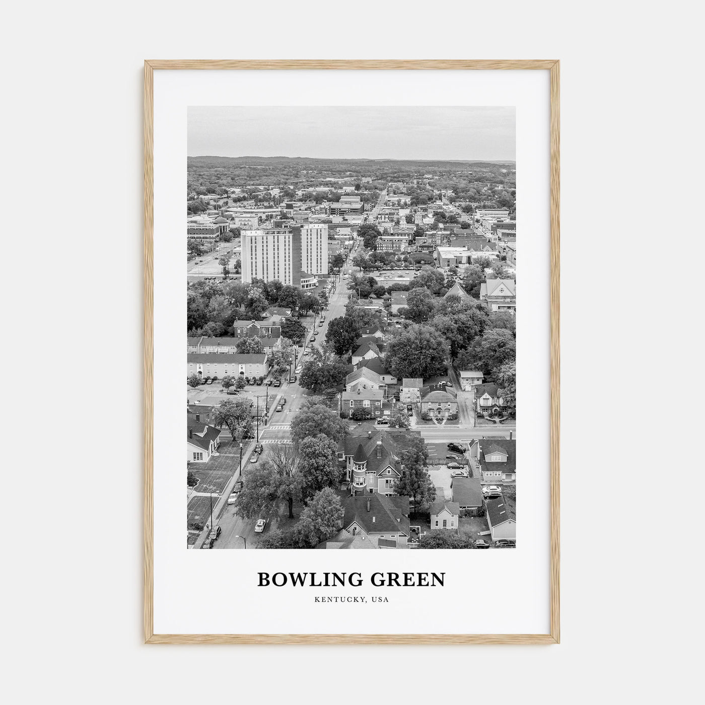 Bowling Green, Kentucky Portrait B&W Poster