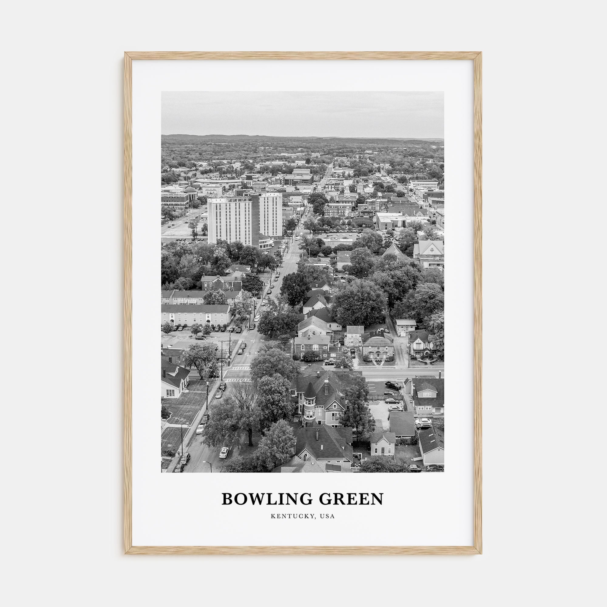 Bowling Green, Kentucky Portrait B&W Poster