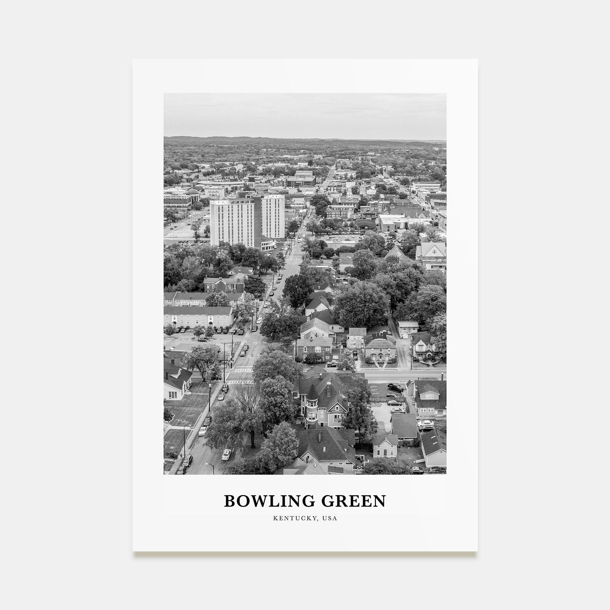 Bowling Green, Kentucky Portrait B&W Poster