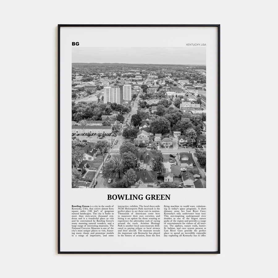 Bowling Green, Kentucky Travel B&W Poster