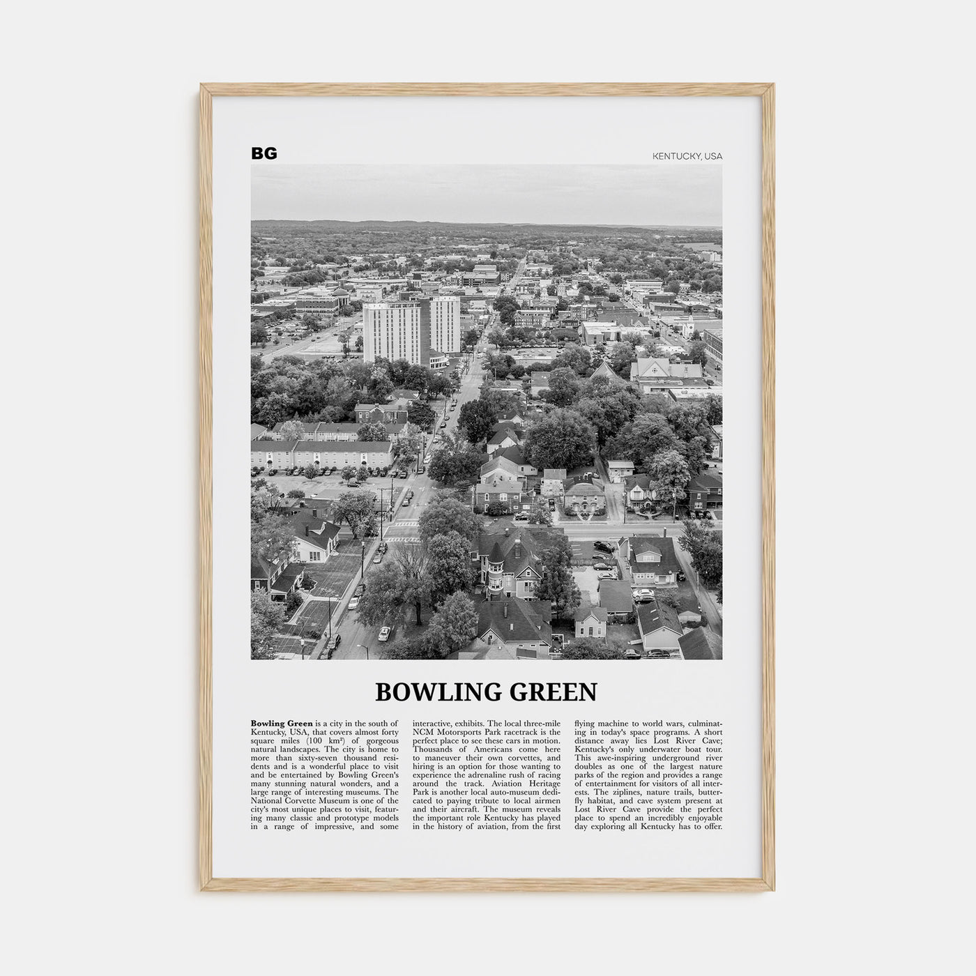 Bowling Green, Kentucky Travel B&W Poster