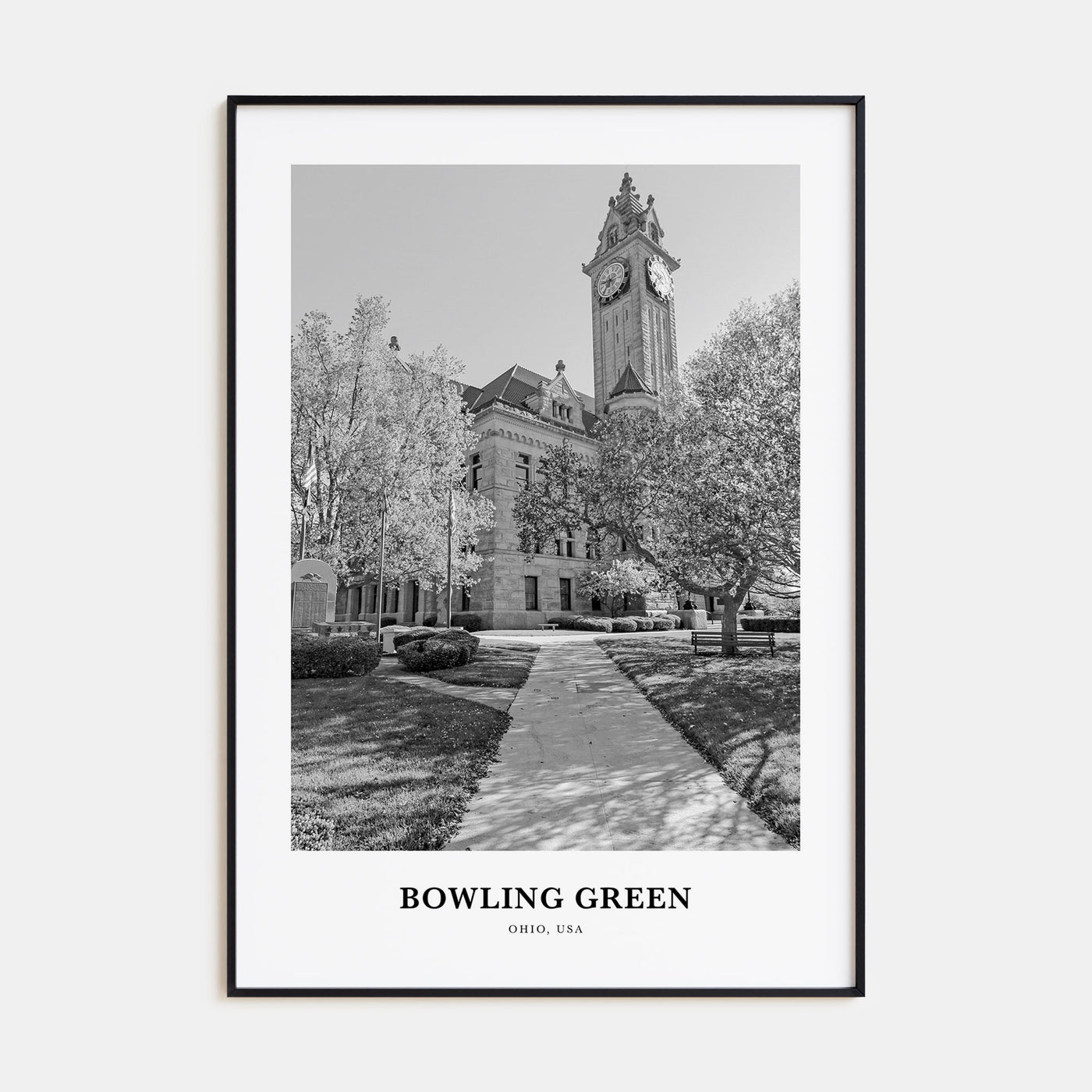 Bowling Green, Ohio Portrait B&W Poster