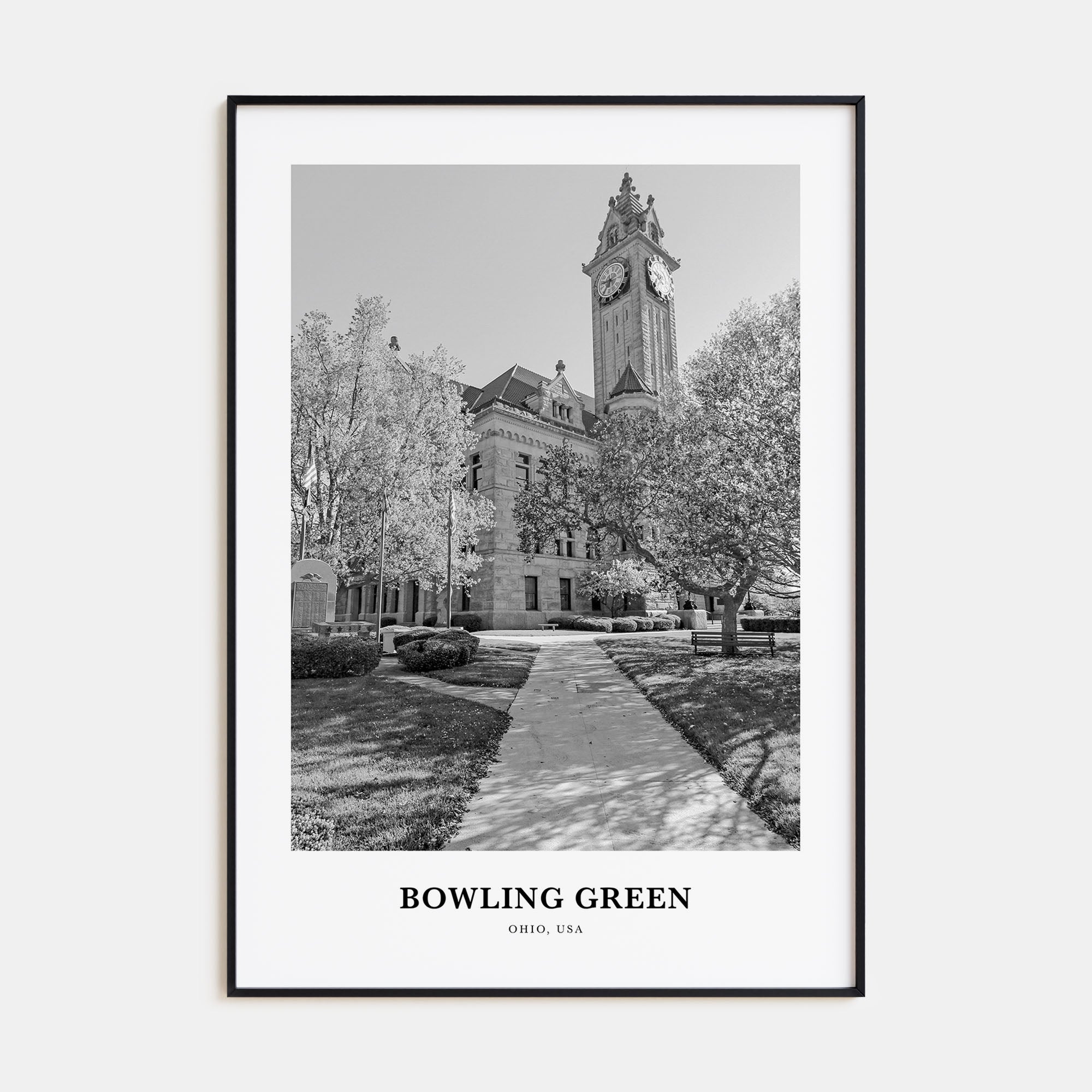 Bowling Green, Ohio Portrait B&W Poster