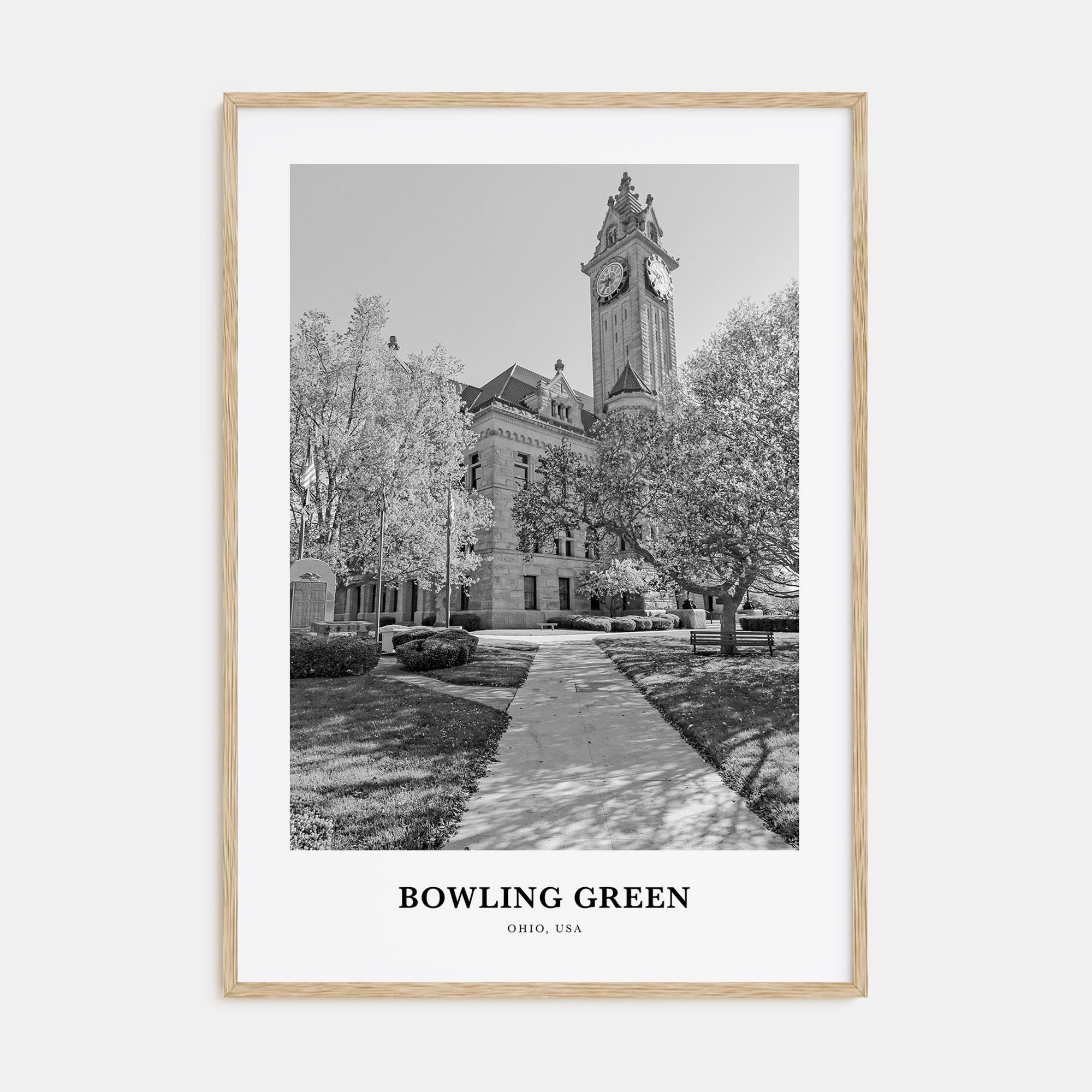 Bowling Green, Ohio Portrait B&W Poster