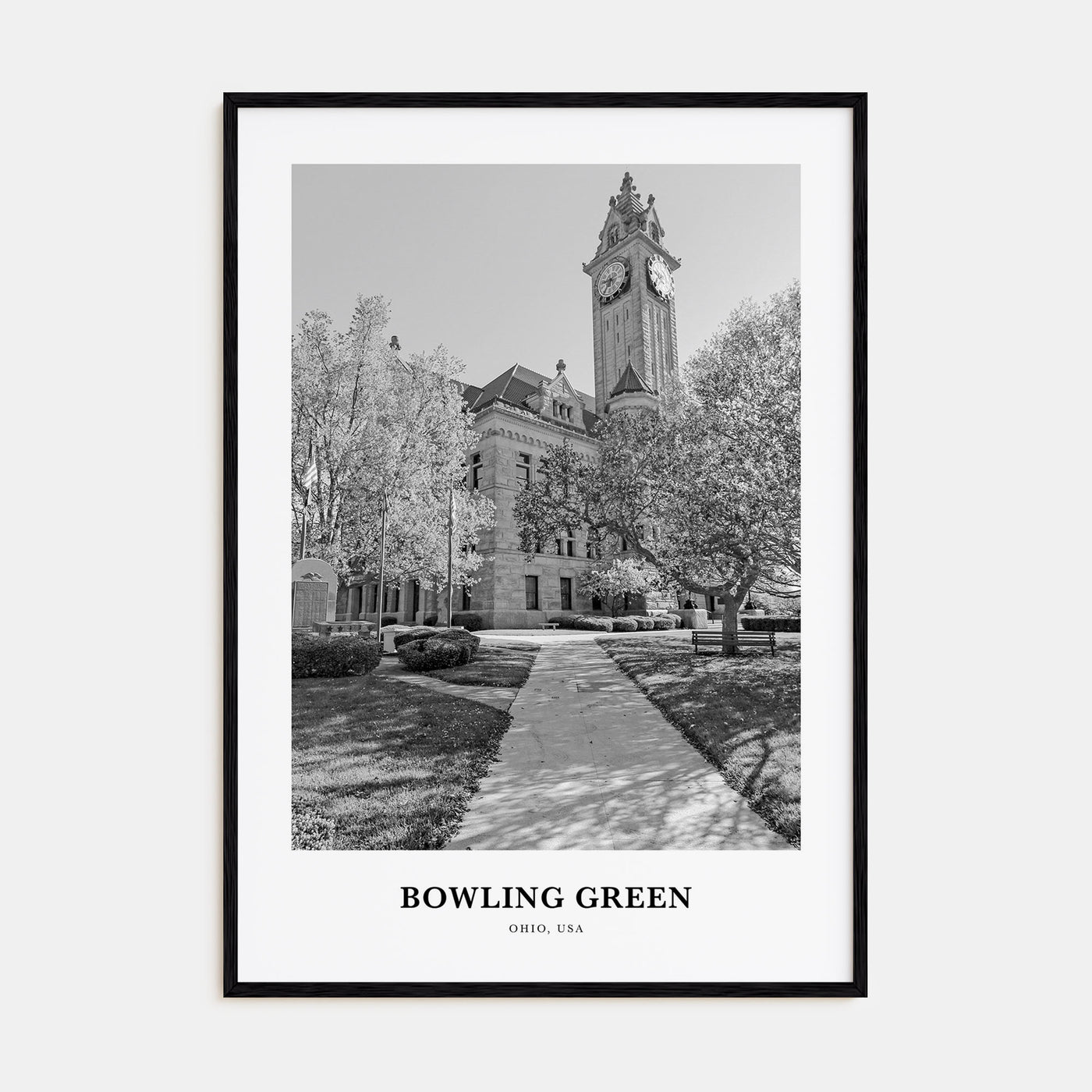 Bowling Green, Ohio Portrait B&W Poster