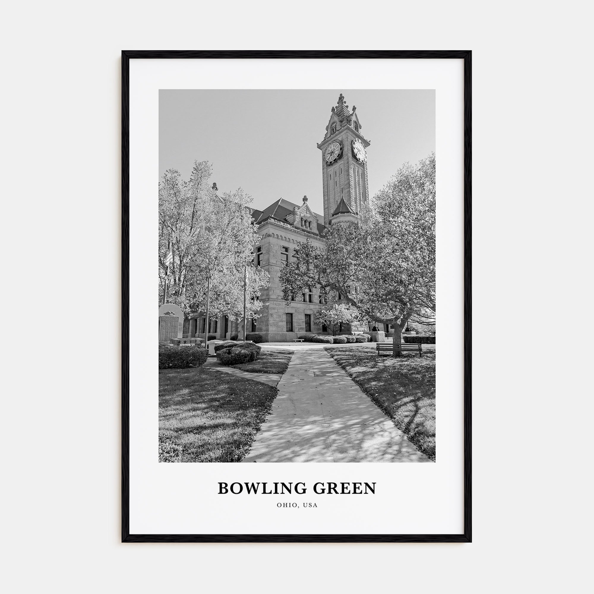 Bowling Green, Ohio Portrait B&W Poster