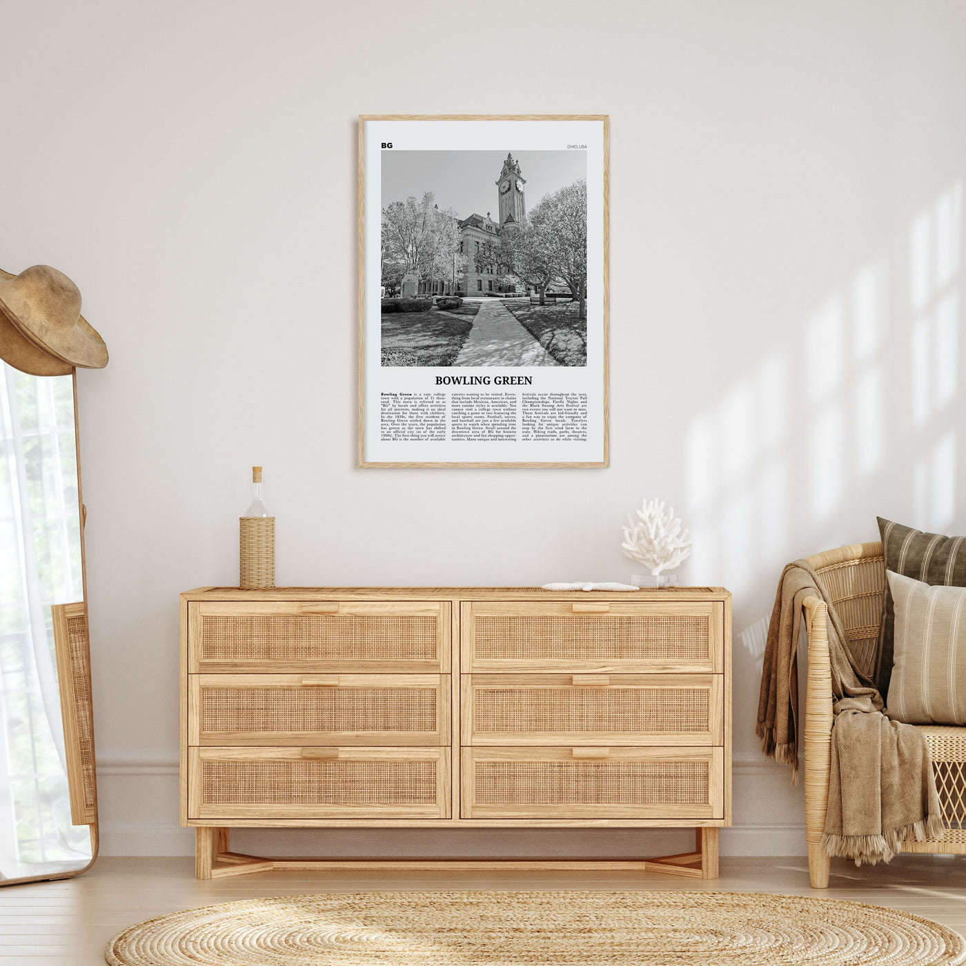 Bowling Green, Ohio Travel B&W Poster