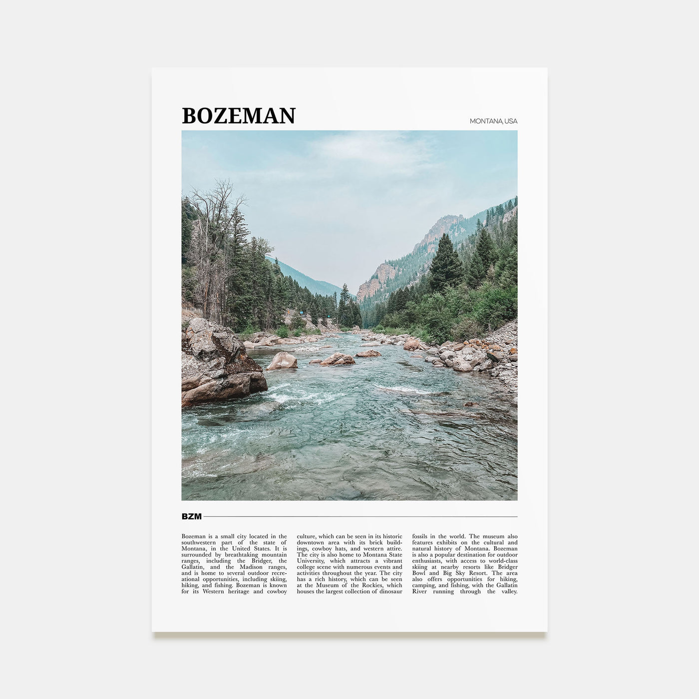 Bozeman Travel Color Poster
