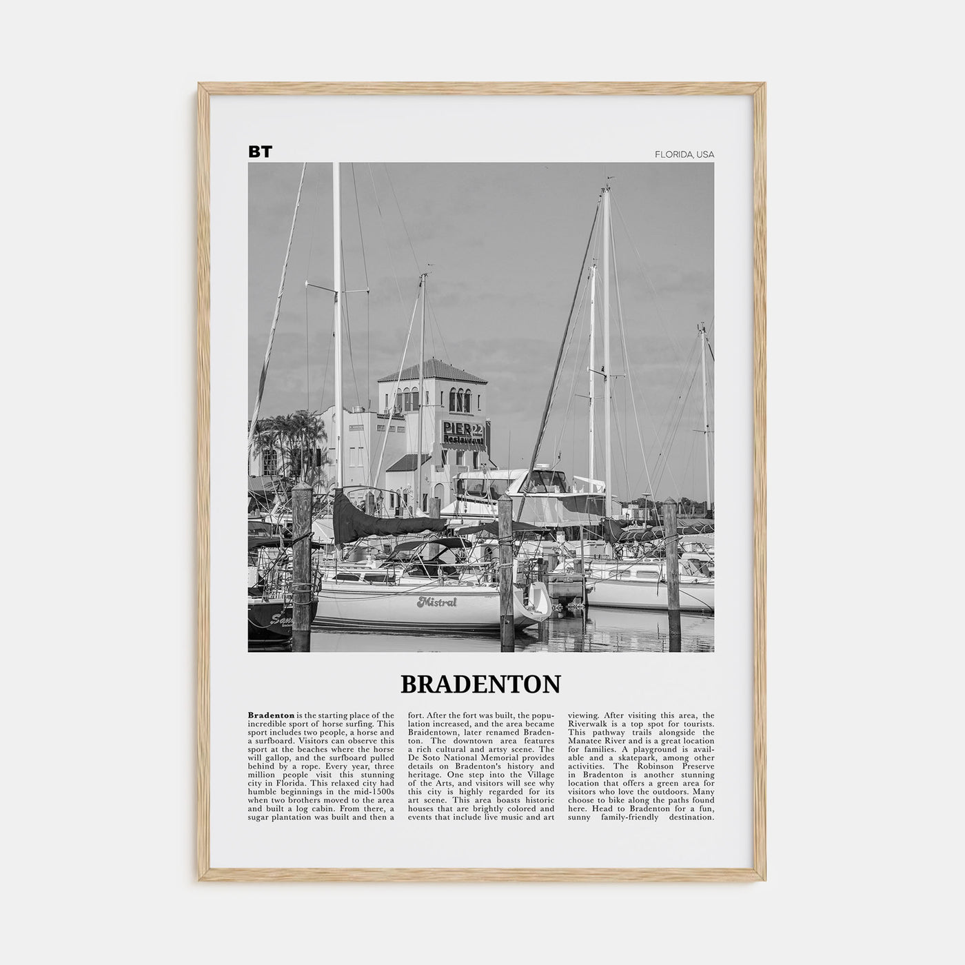 Bradenton Travel B&W Poster