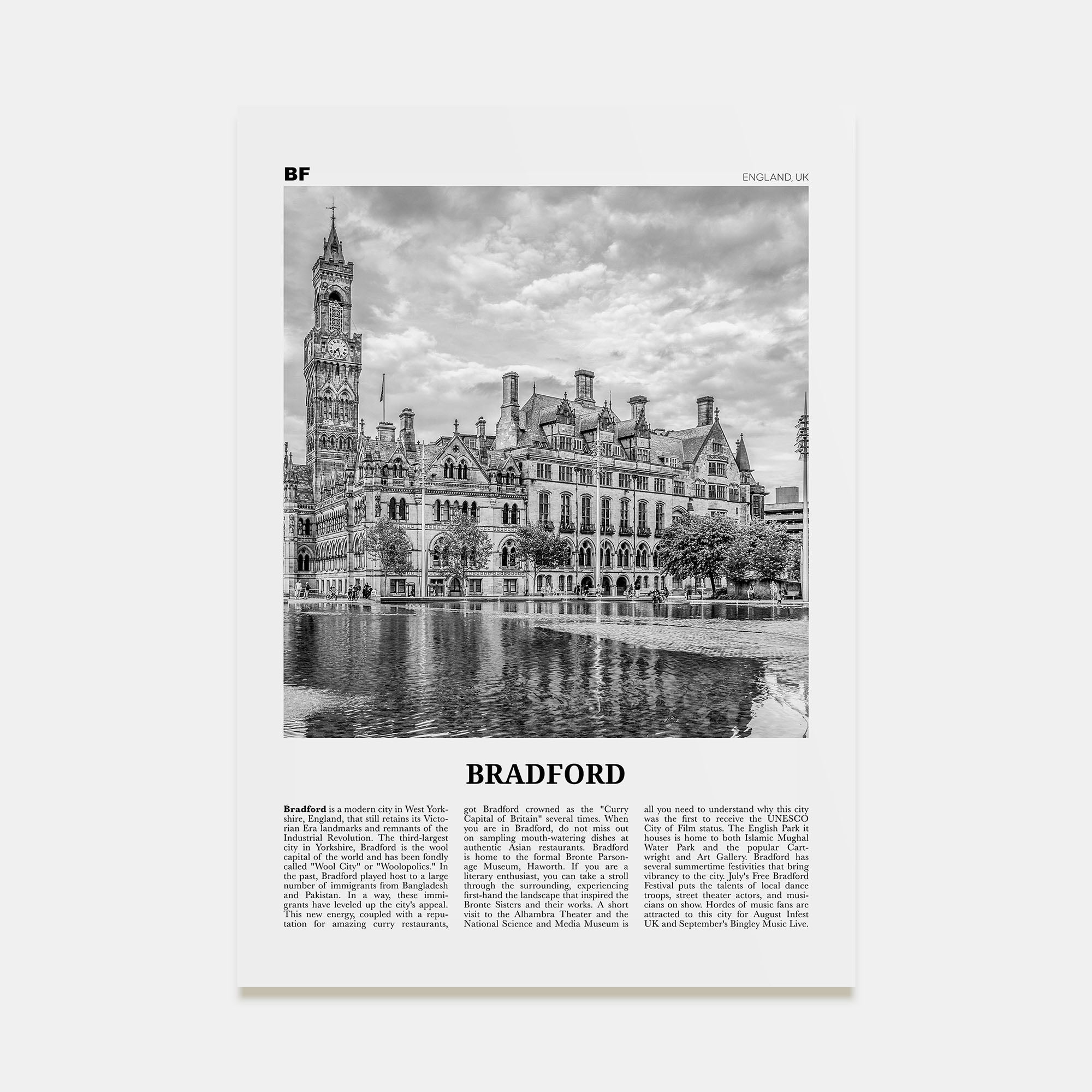Bradford Travel B&W Poster