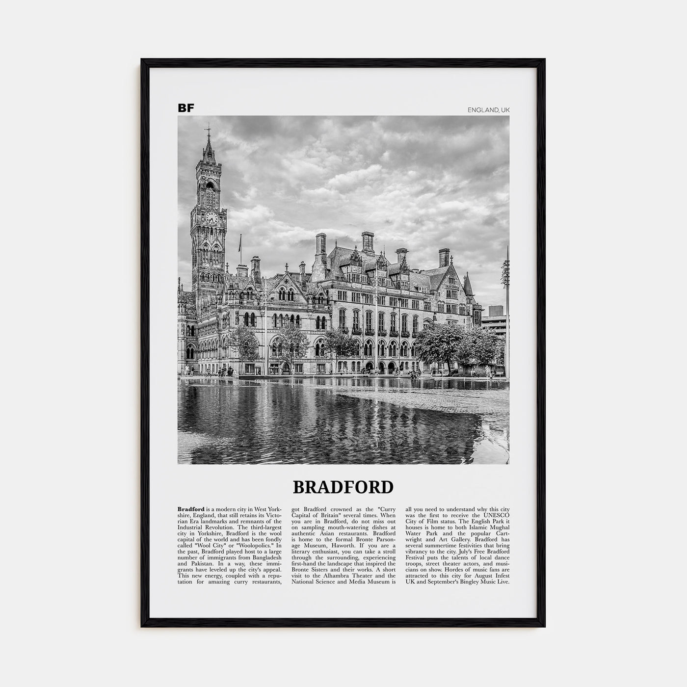 Bradford Travel B&W Poster