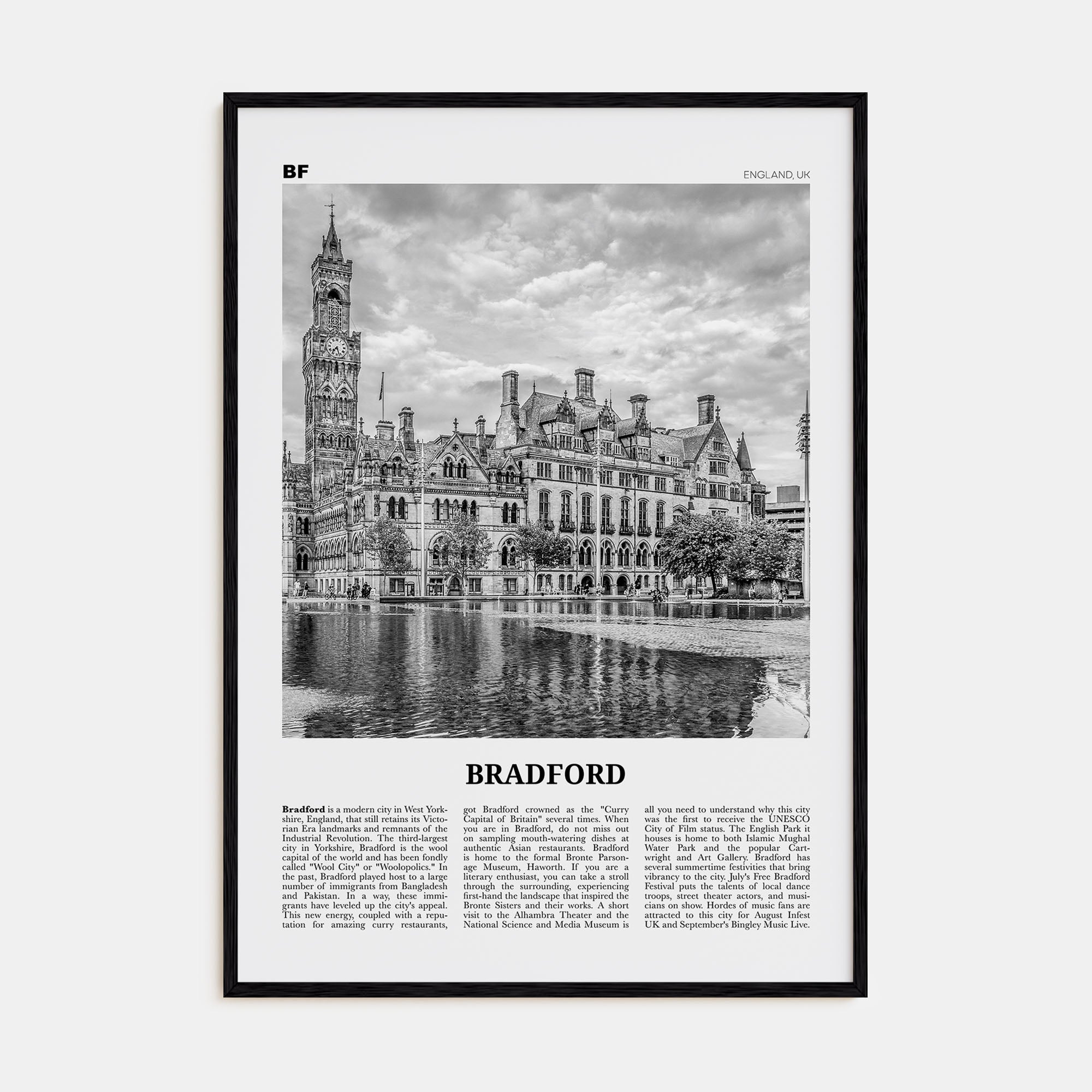 Bradford Travel B&W Poster