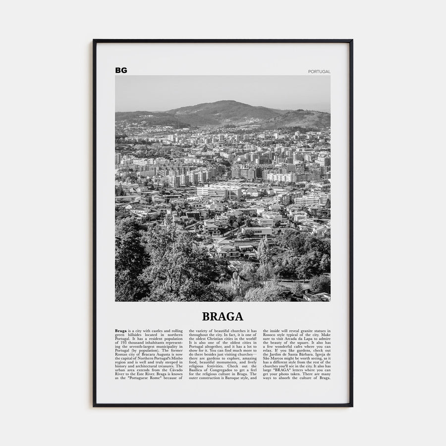 Braga Travel B&W Poster