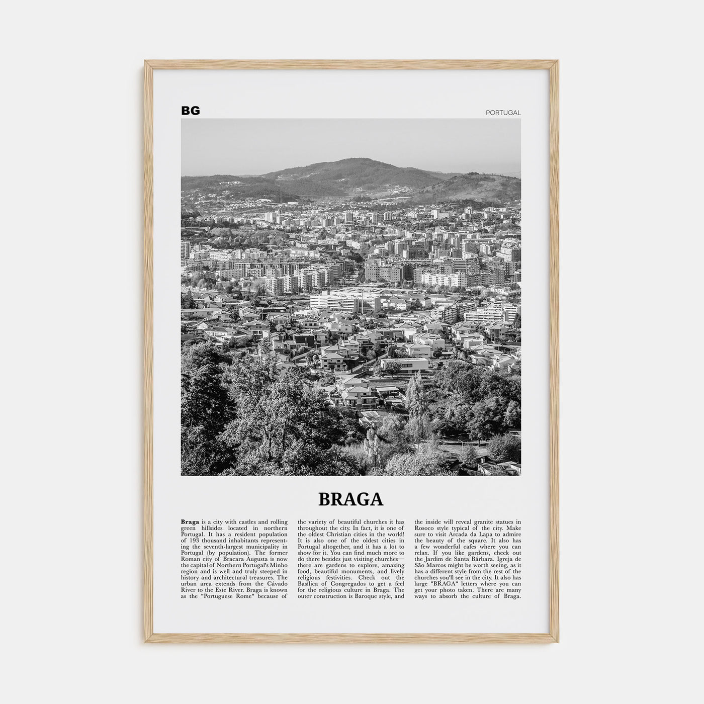 Braga Travel B&W Poster