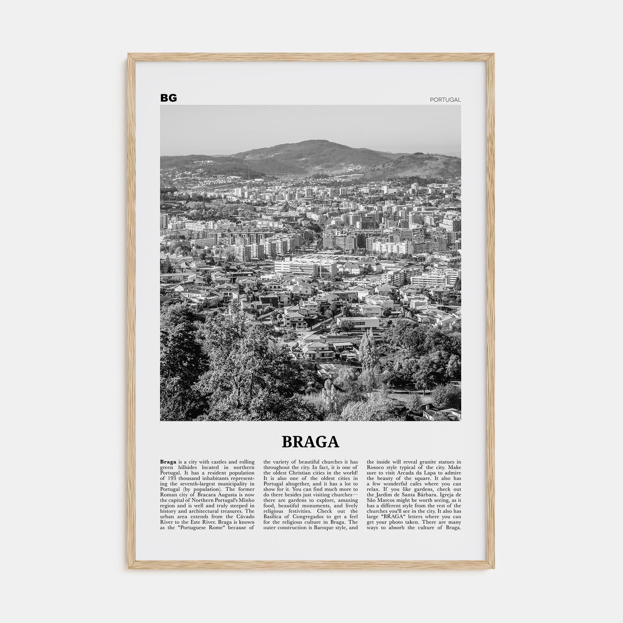 Braga Travel B&W Poster