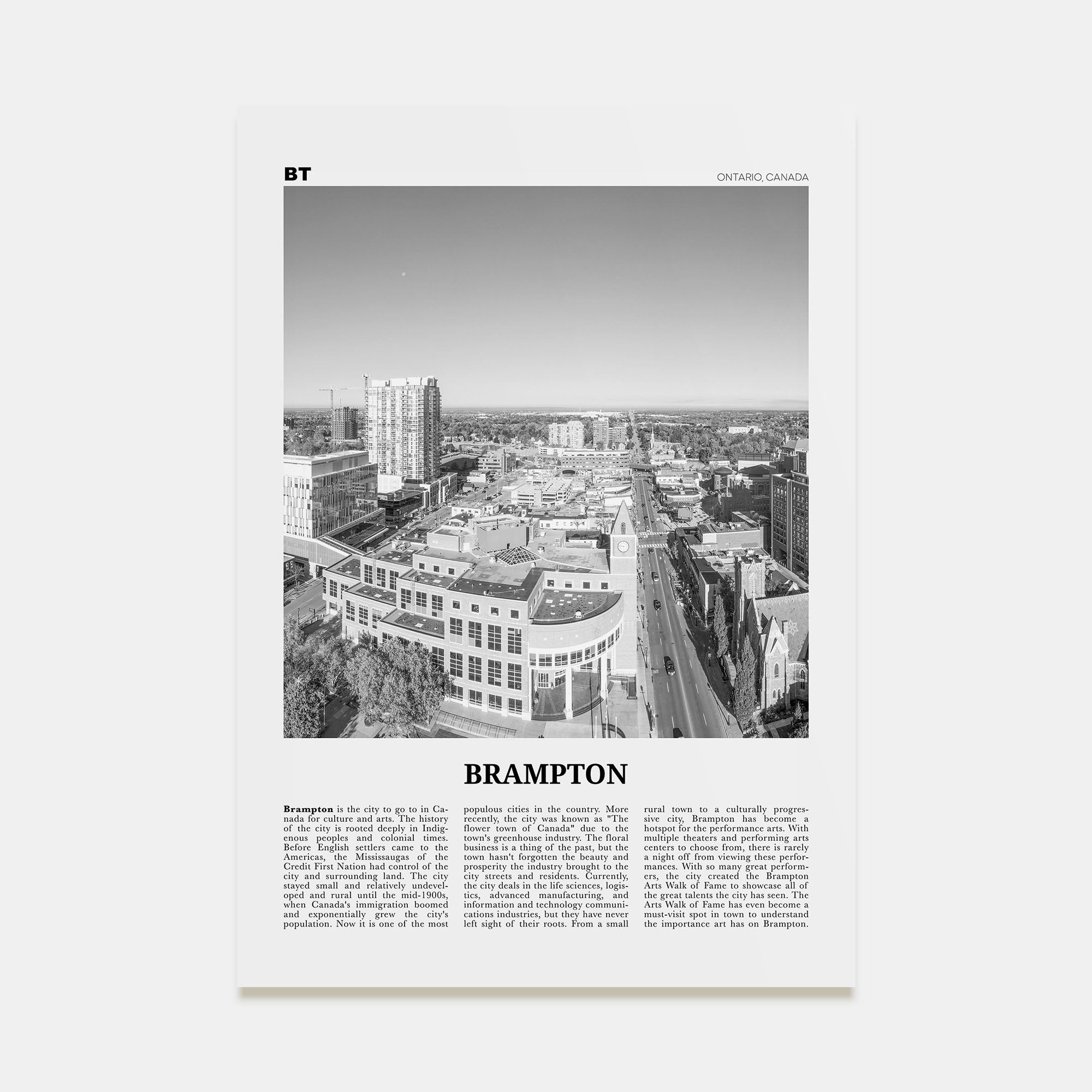 Brampton Travel B&W Poster