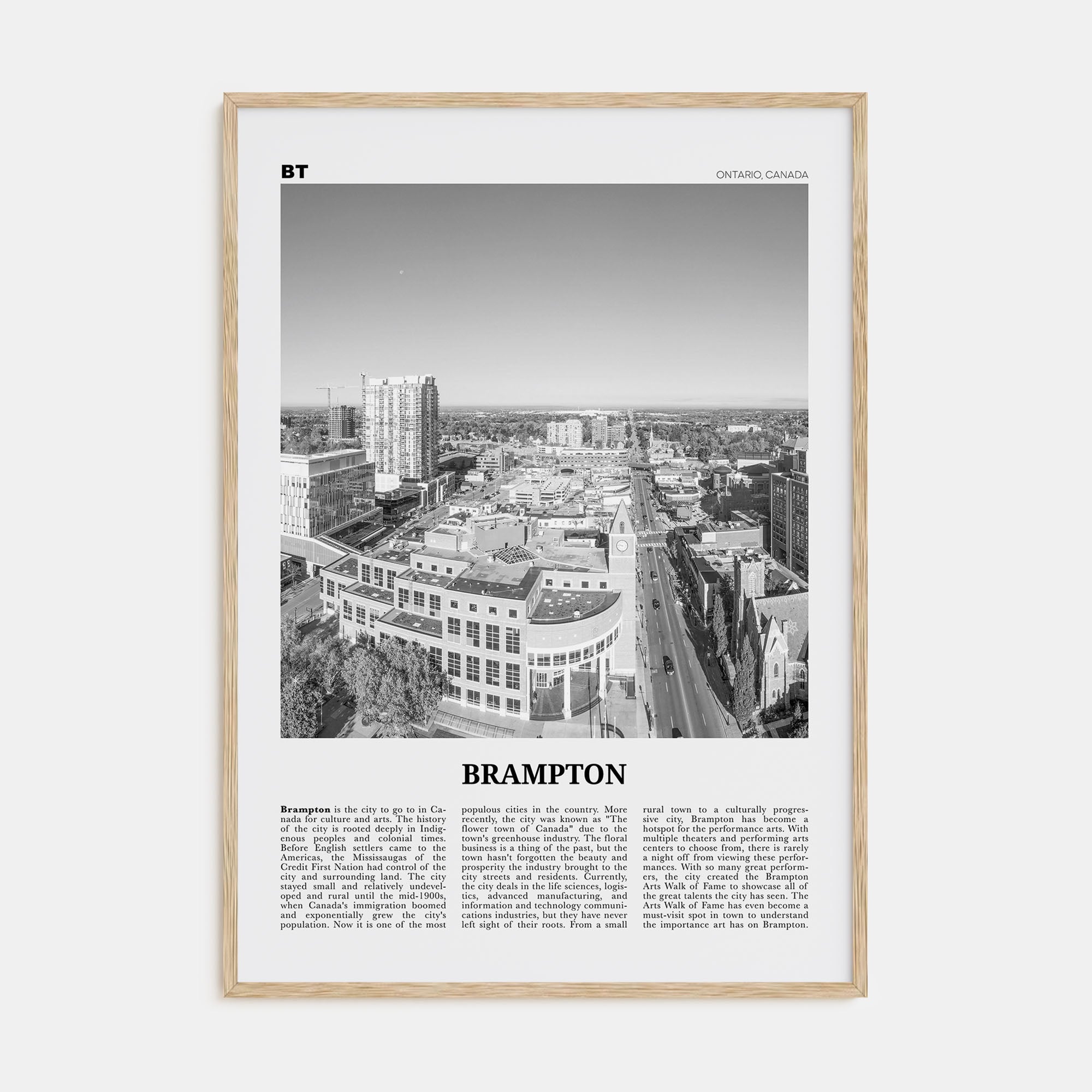Brampton Travel B&W Poster