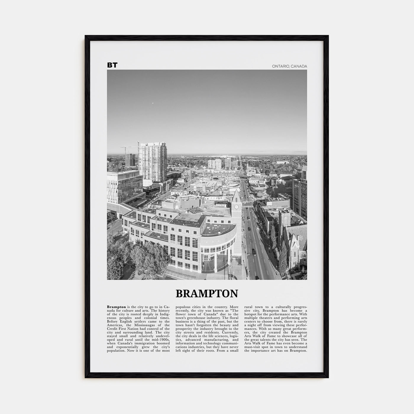 Brampton Travel B&W Poster