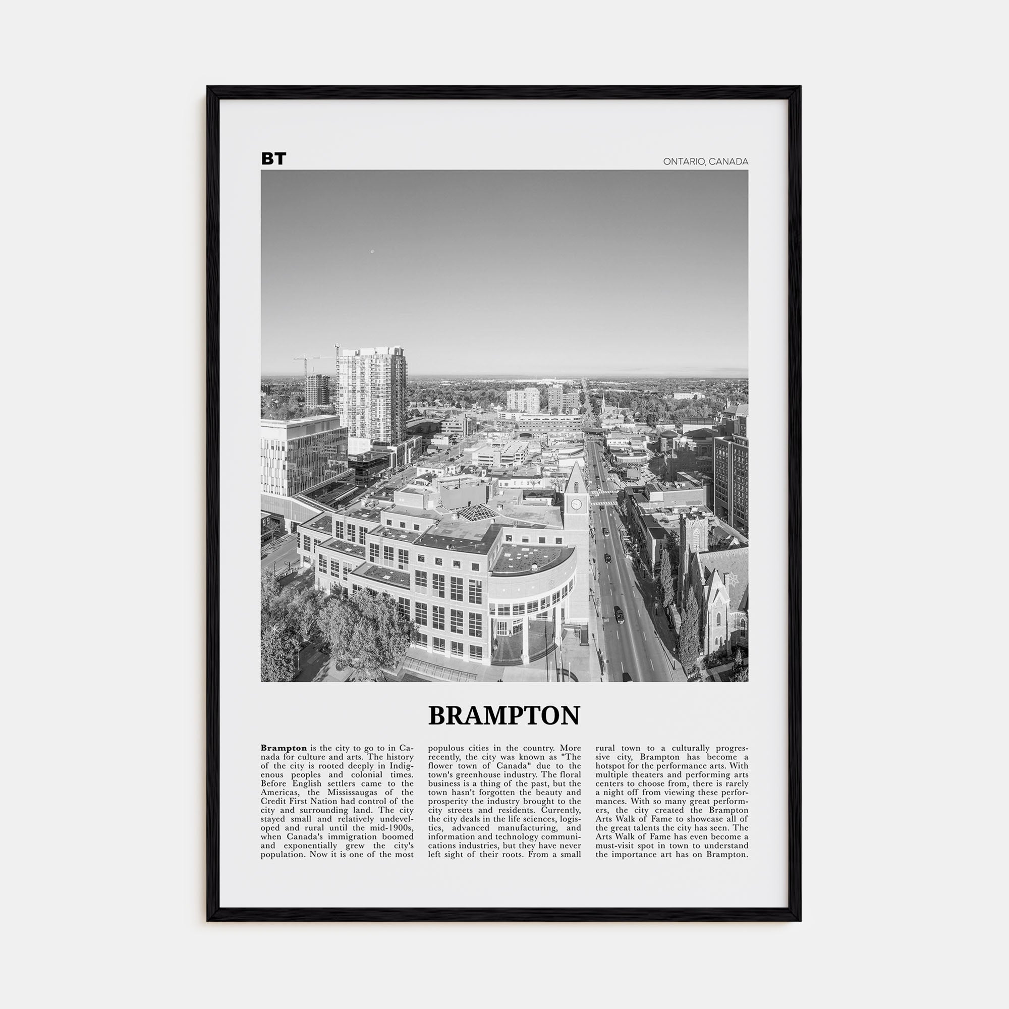 Brampton Travel B&W Poster