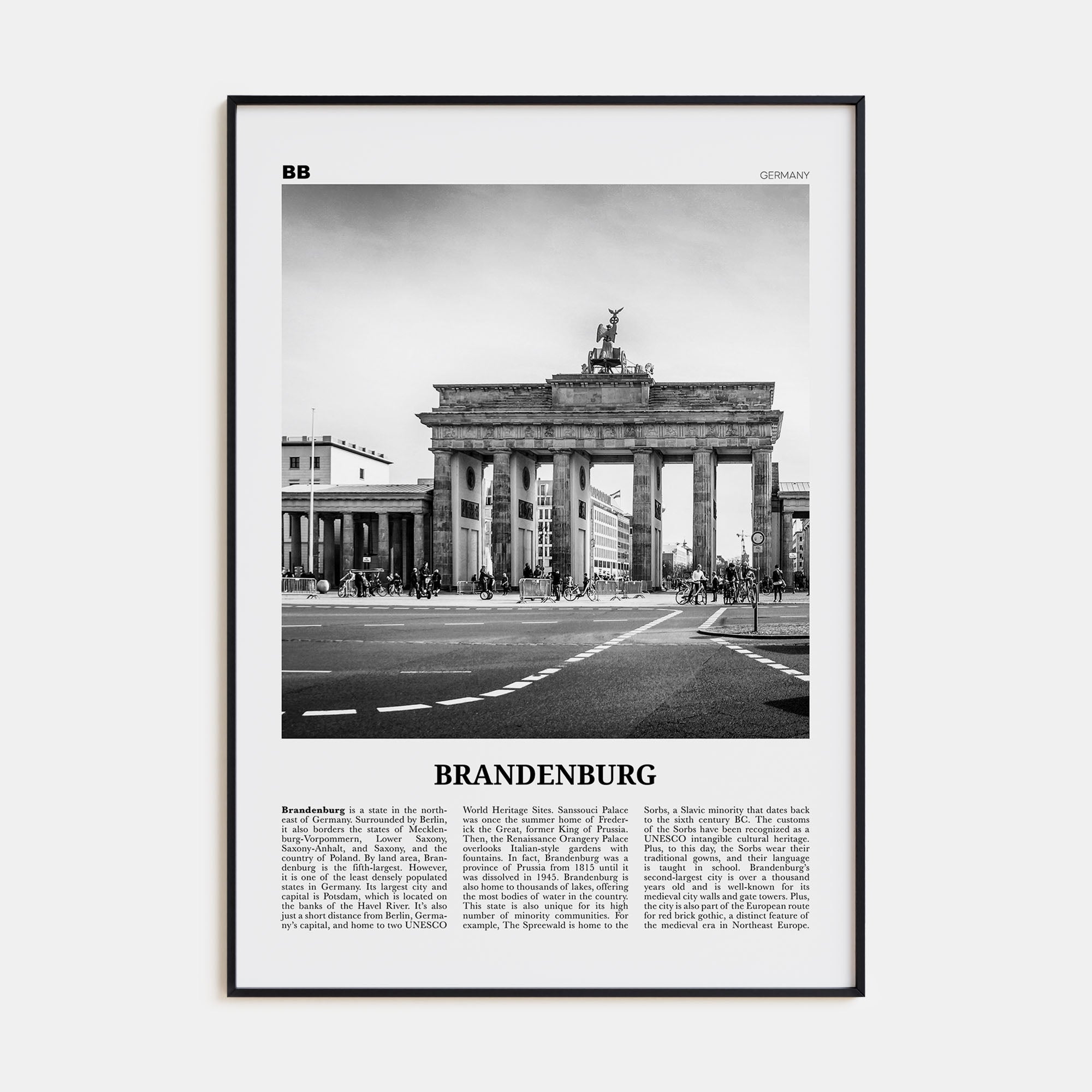 Brandenburg Travel B&W Poster