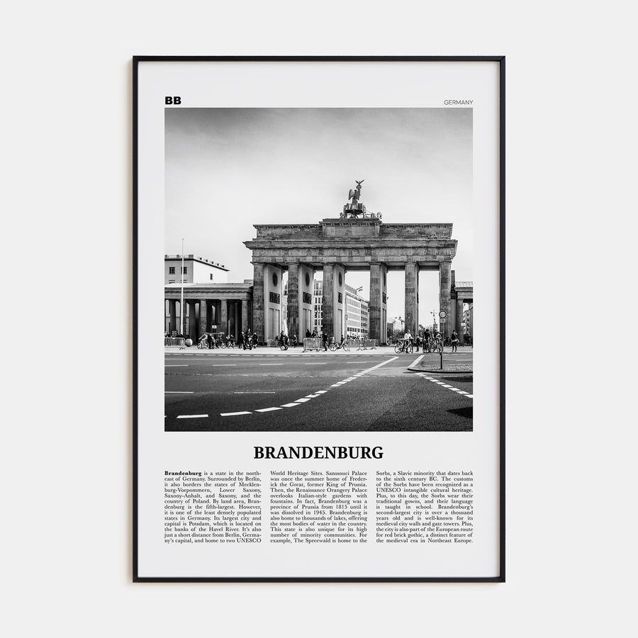Brandenburg Travel B&W Poster