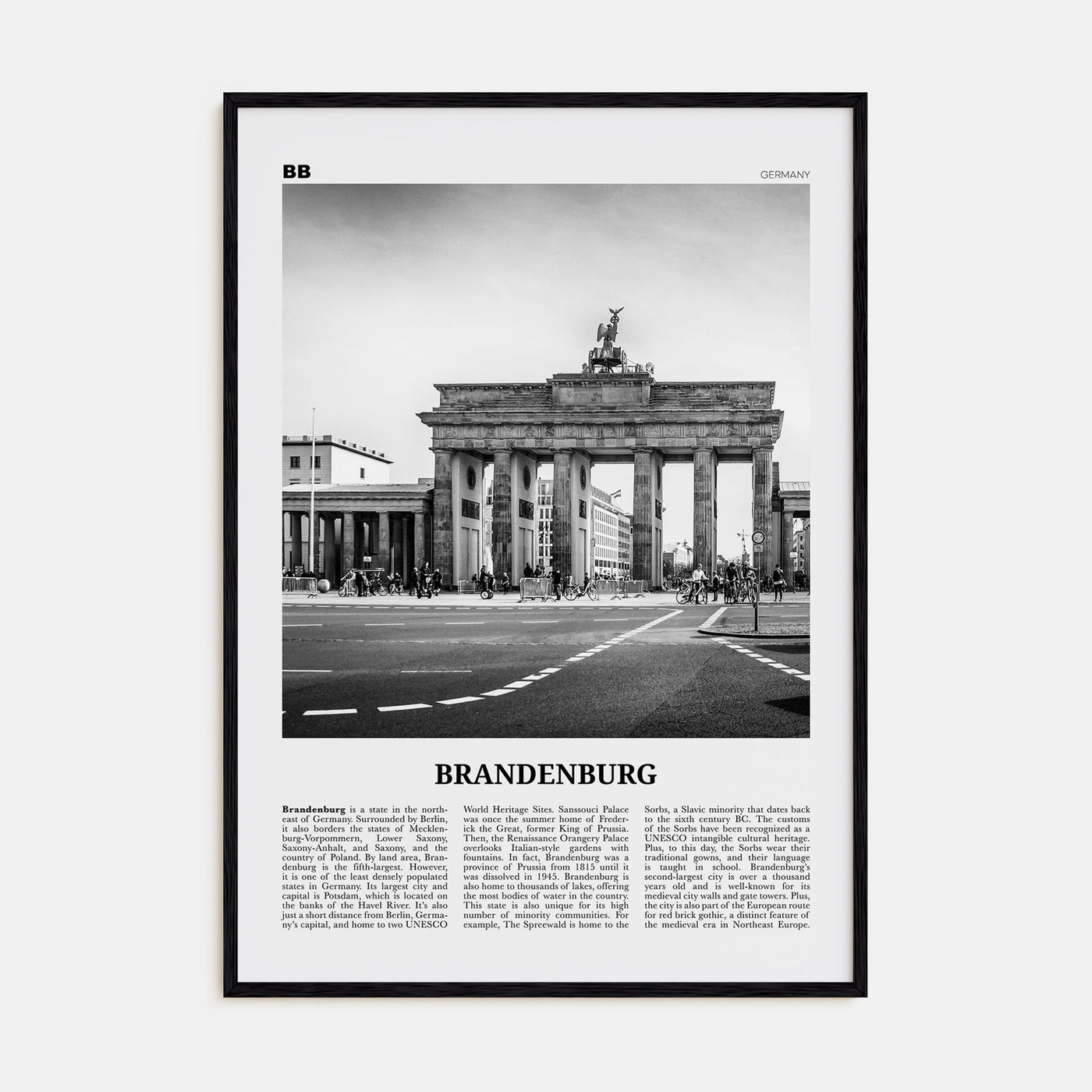 Brandenburg Travel B&W Poster